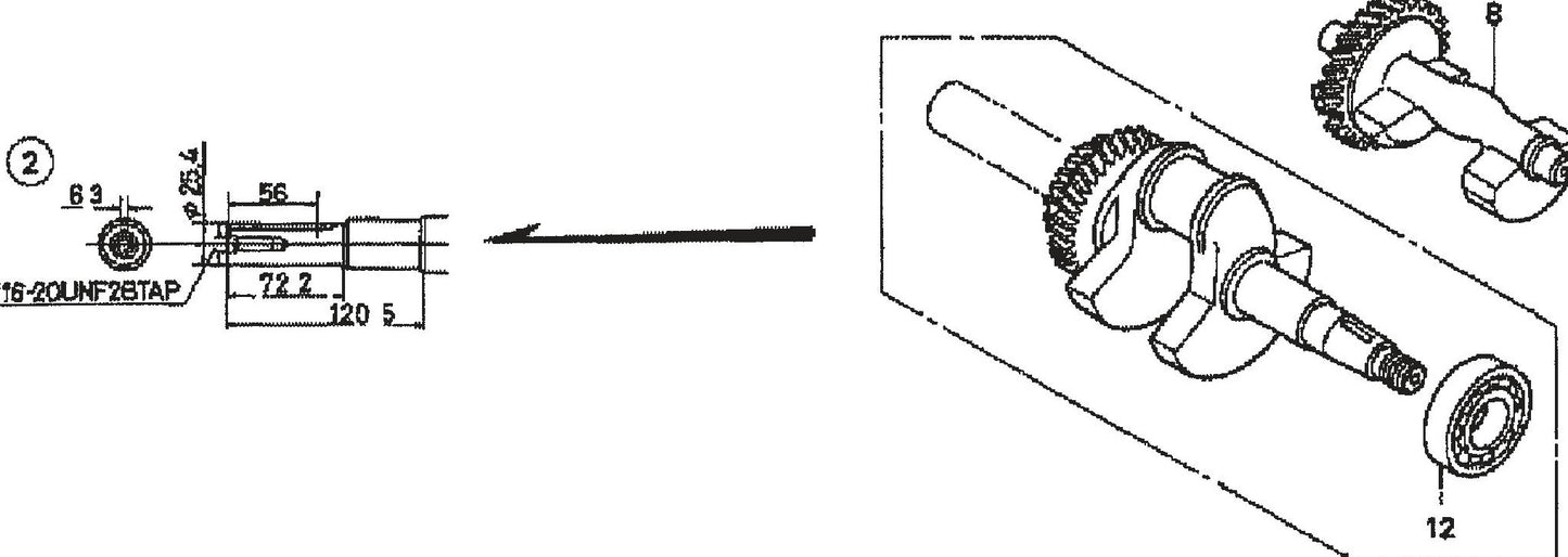 QP301TH HONDA GX240K1PA2 ENGINE Crankshaft / Balancer Weight Assembly Parts By Multiquip