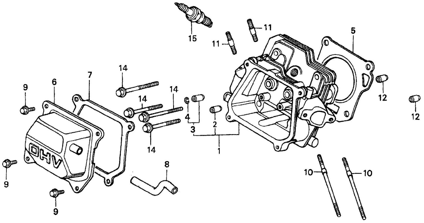 MVC64-VH/VHW Honda GX120U1SM12 Engine Cylinder Head Assembly Parts