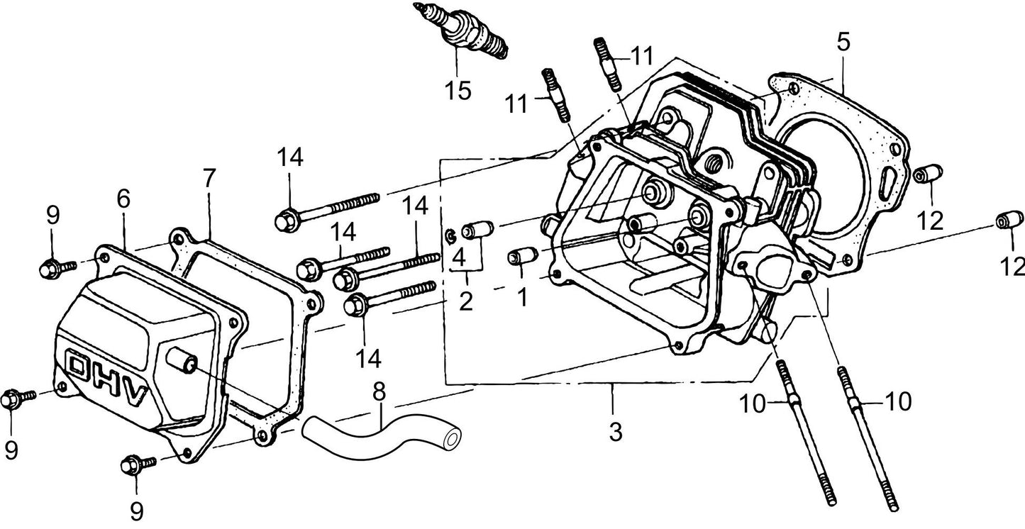 MVC88VGH/VGHW Honda GX160U1QMX2 Engine Cylinder Head Assemble Parts