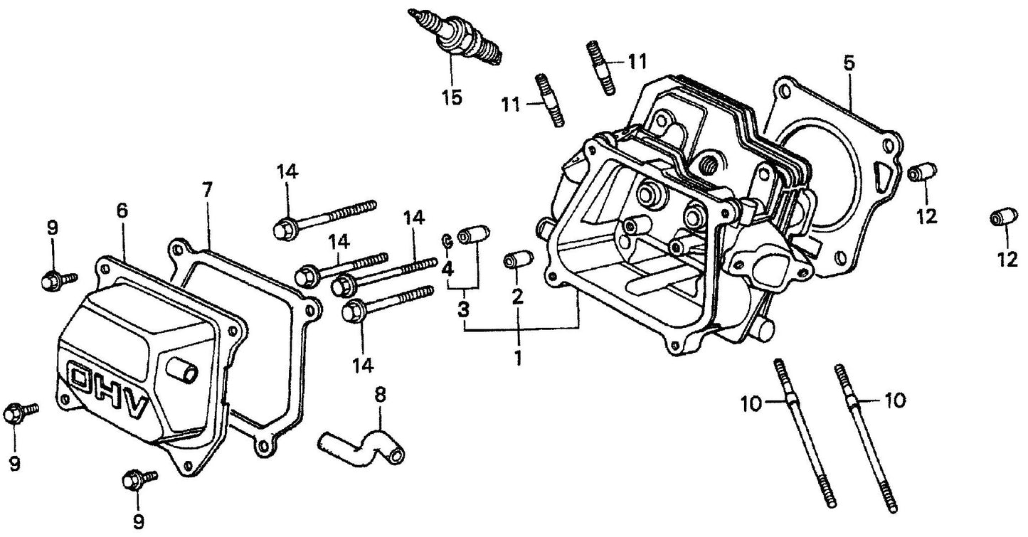 MVC90H Honda GX160K1QMX2/GX160U1QMX2 Engine Cylinder Head Assembly Parts