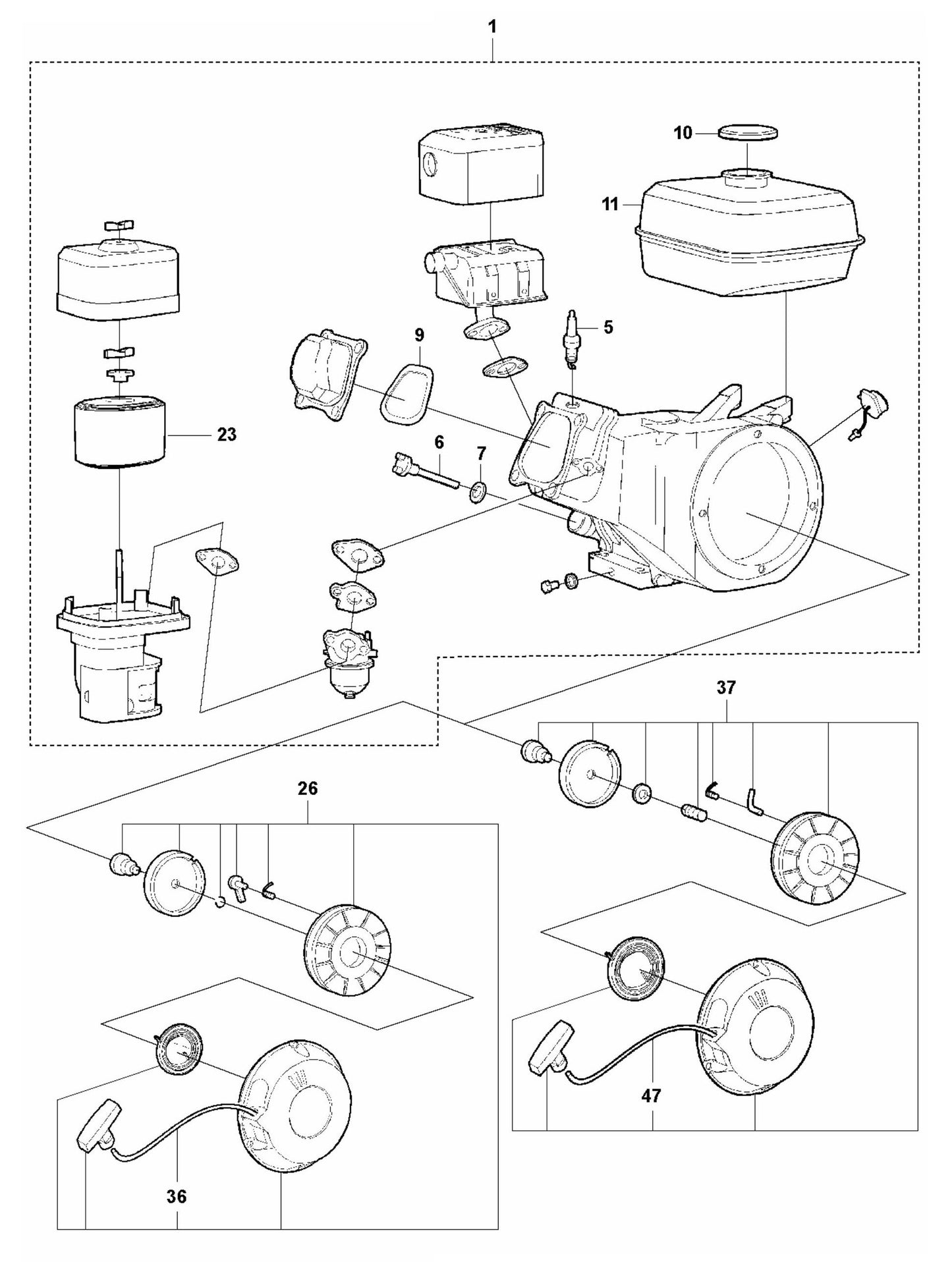 LF 130 LT Petrol Engine-Honda GX 160 UT2 SXS4 OH Assembly Parts by Husqvarna