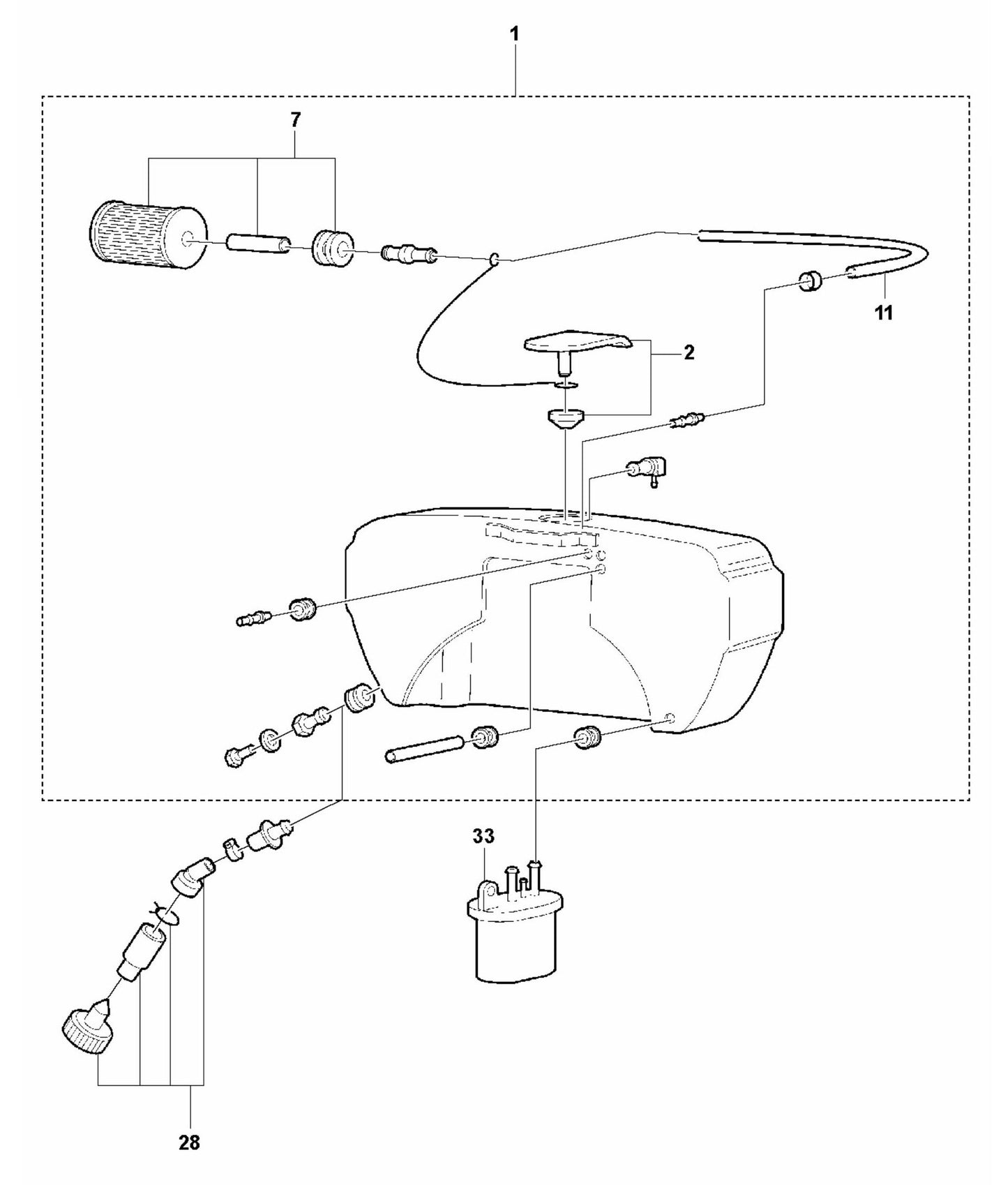 LF 130 LT Petrol Fuel Tank-Hatz 1B20 Assembly Parts by Husqvarna