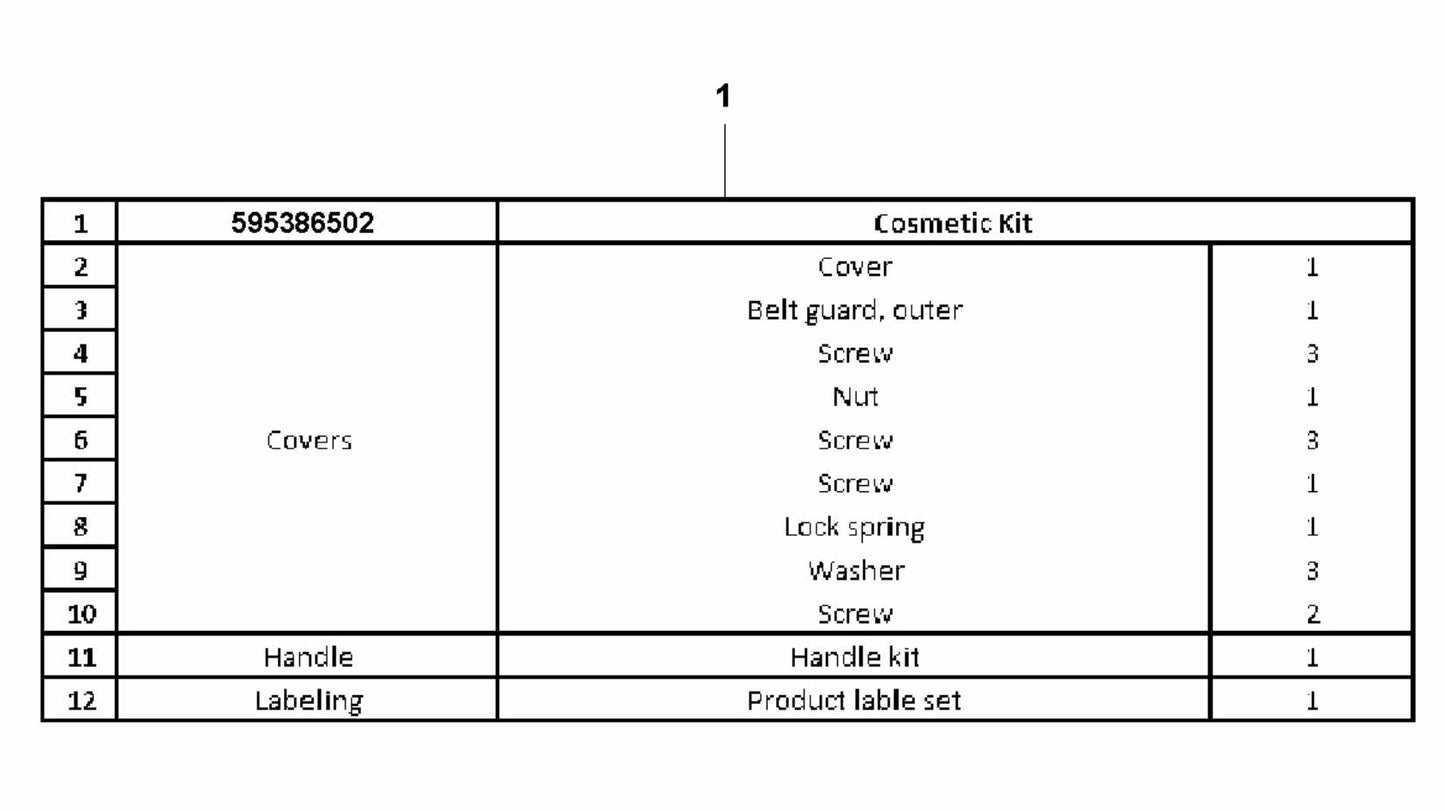 LF 130 LT Diesel Cosmetic Kit-Honda Assembly Parts by Husqvarna