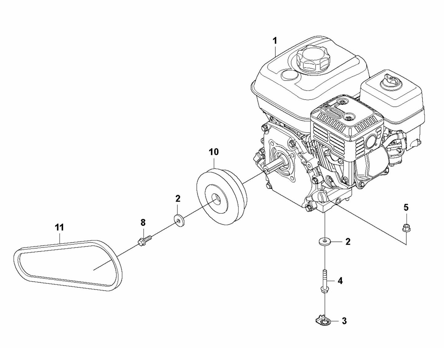 LF 130 LT Petrol Engine Installation-Honda Assembly Parts by Husqvarna