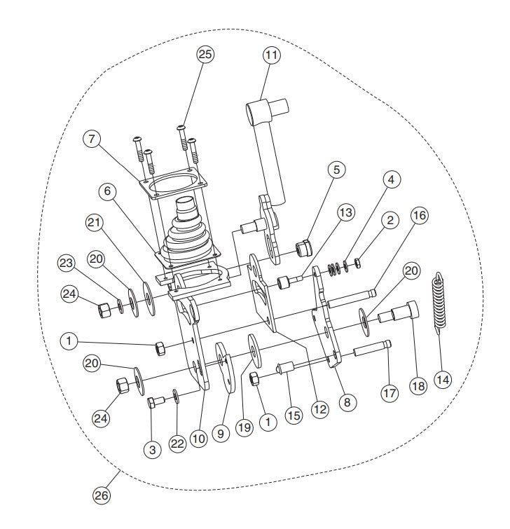 Joystick Mounting Assembly Parts-SP303516, SP303520, SP303526, SP303530 35 HP WISCONSIN DIESEL ENGINE