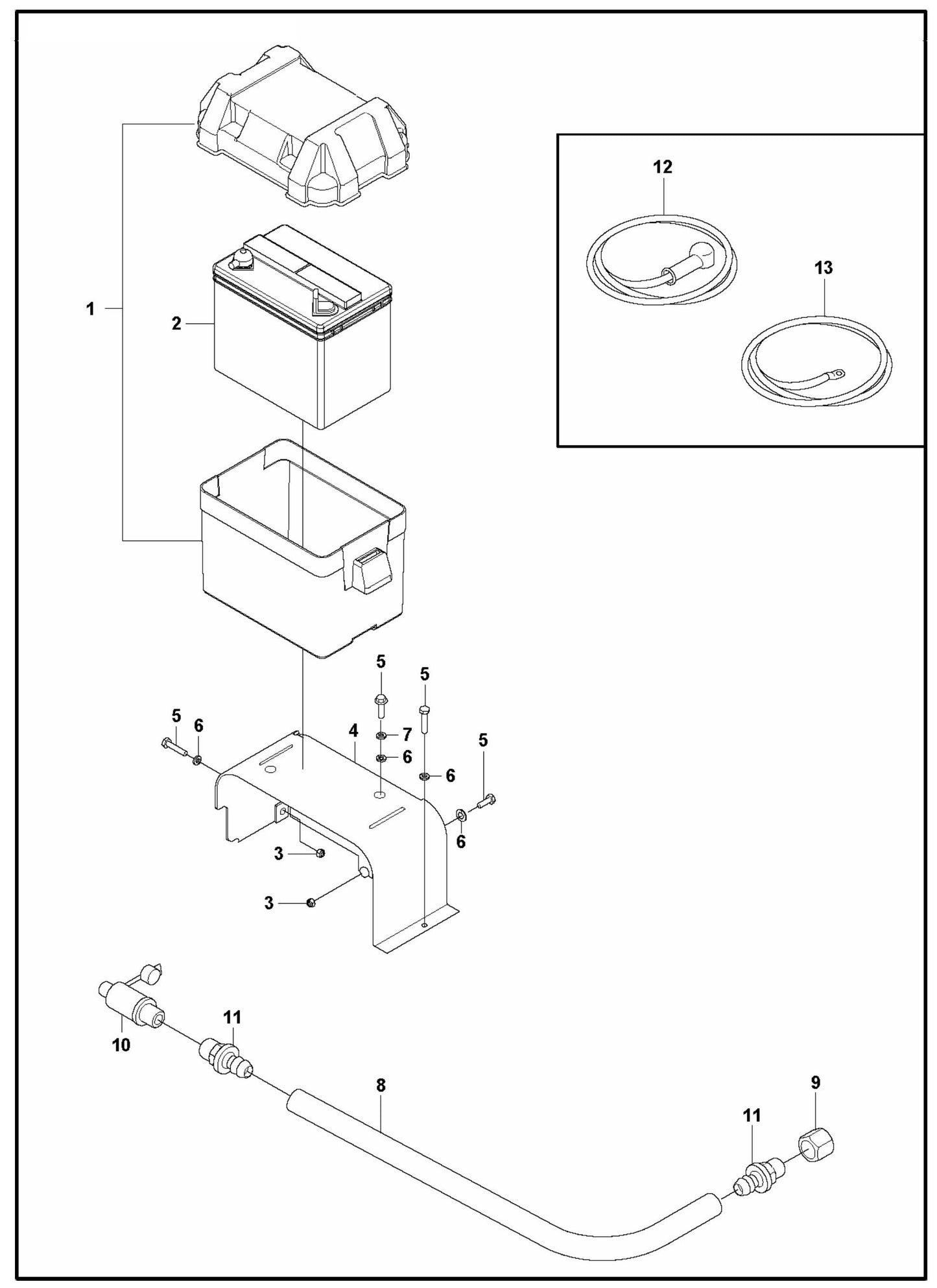 Soff Cut 4000 Oil Drain and Battery Assembly Parts by Husqvarna