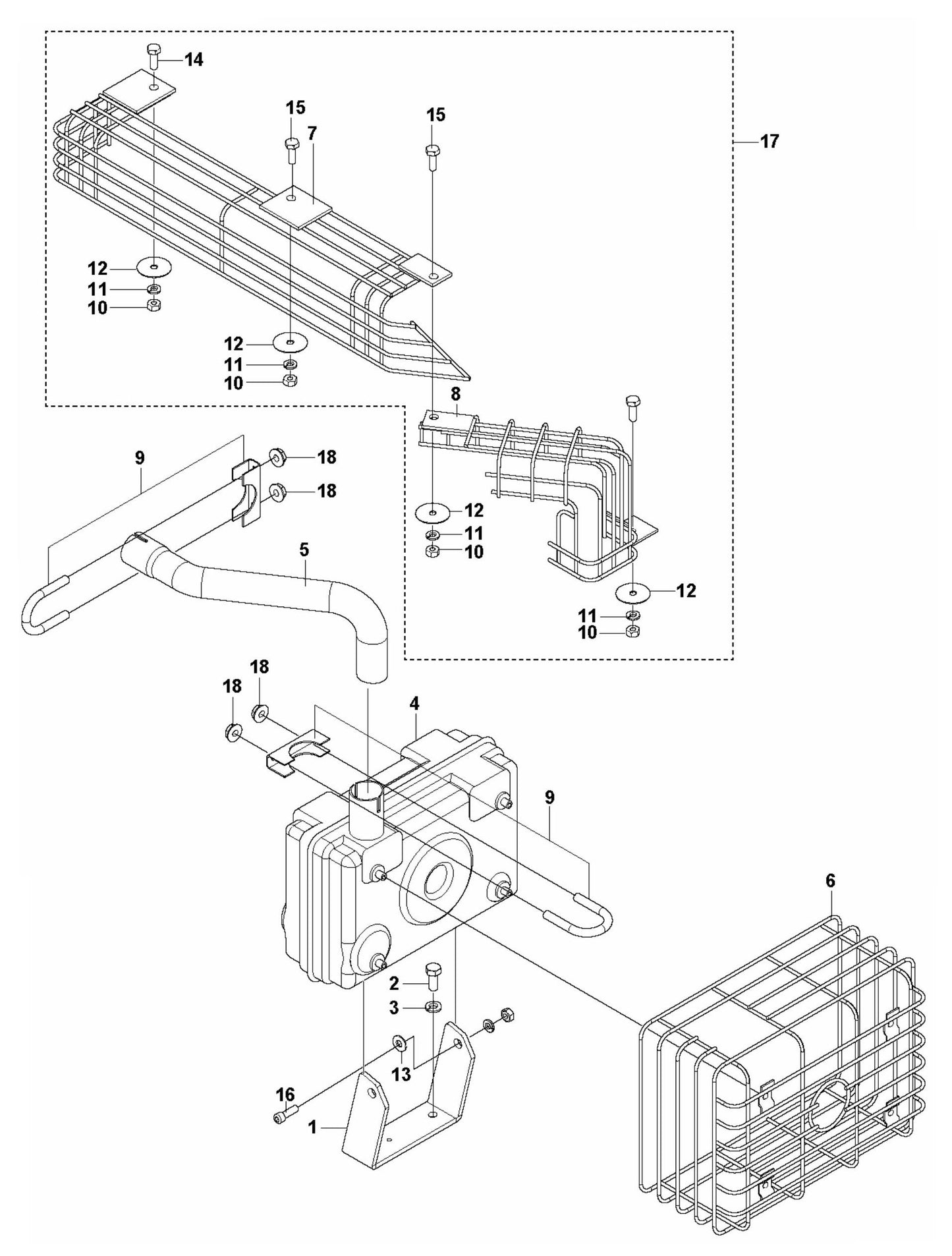 Soff Cut 4000 Muffler Guard Assembly Parts by Husqvarna