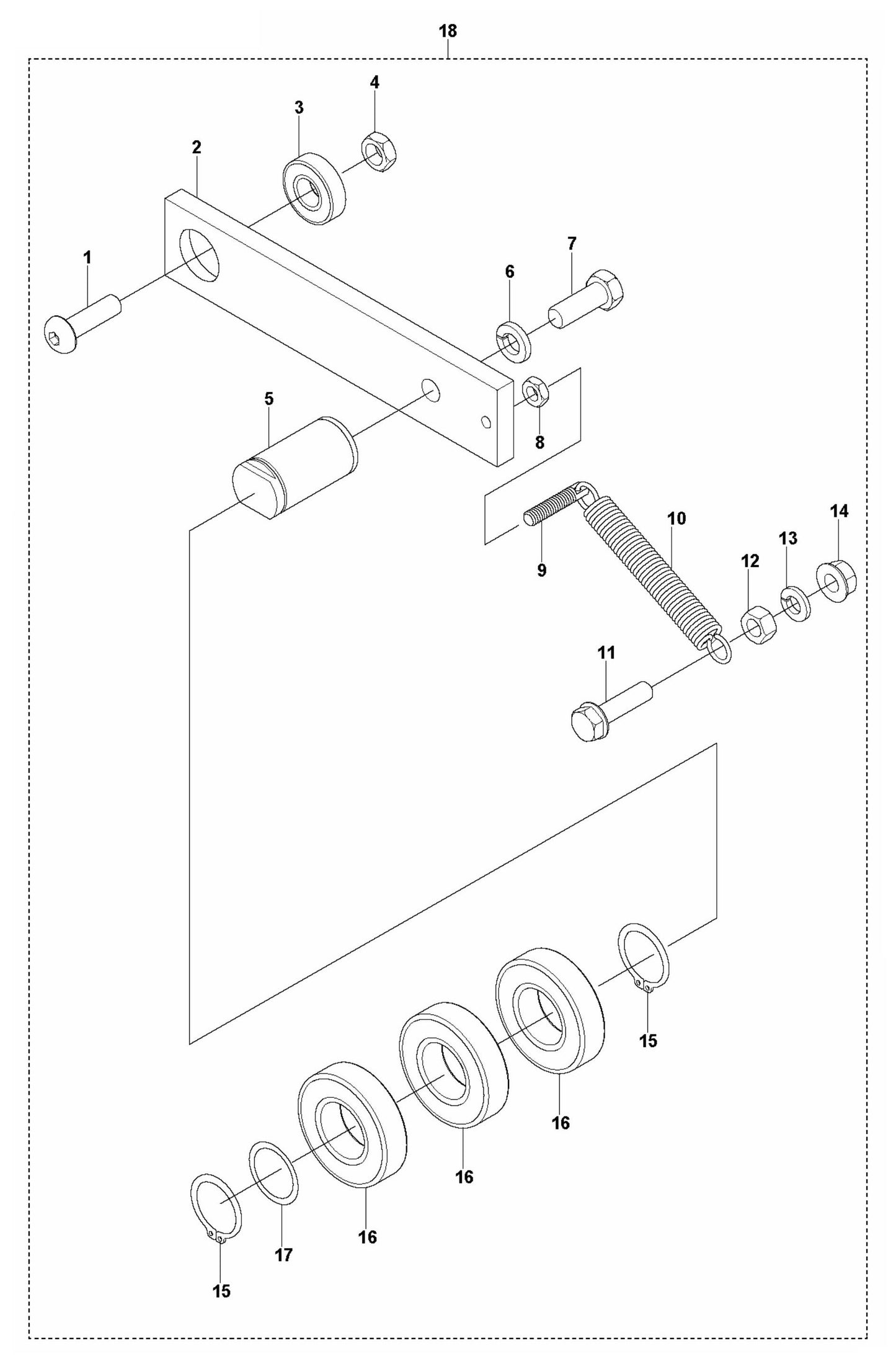 Soff Cut 4000 Blade Shaft Idler Assembly Parts by Husqvarna