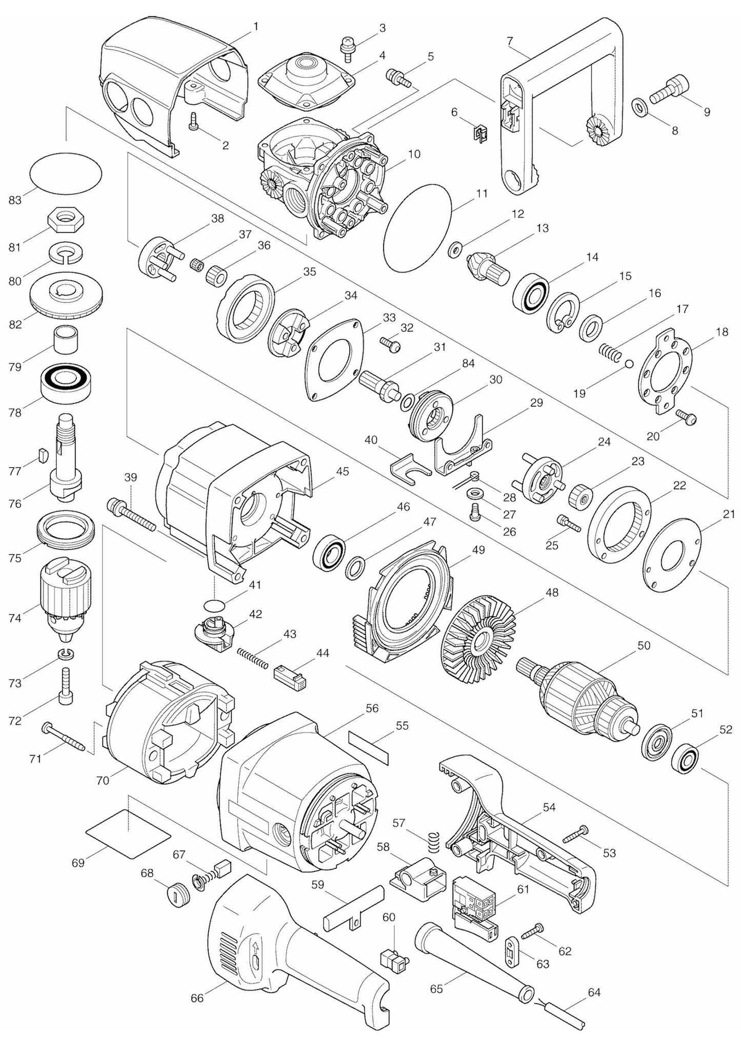 DA4031 Drill Assembly Parts By Makita