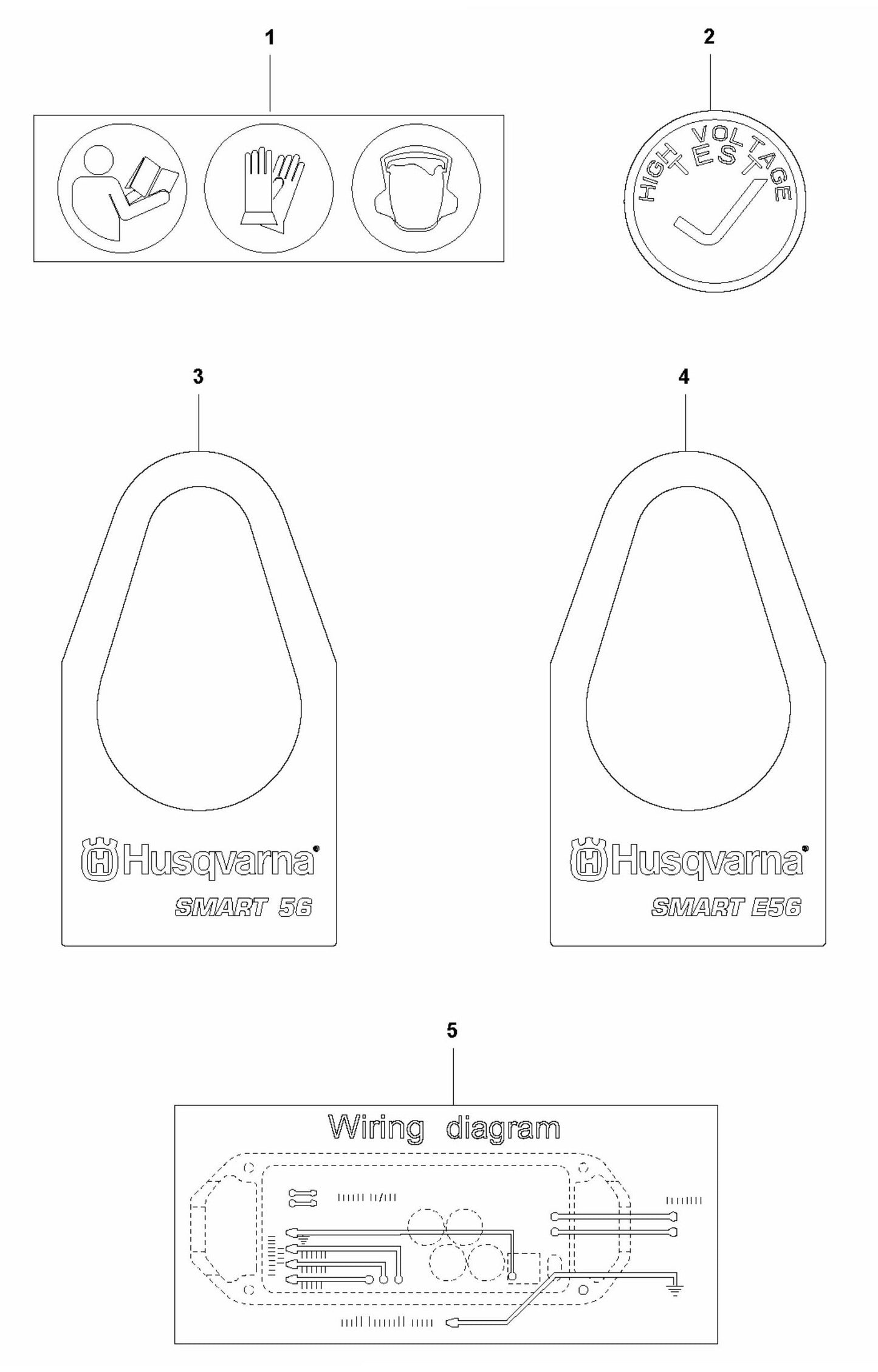 SMART 56/SMART 56E Decals Assembly Parts by husqvarna