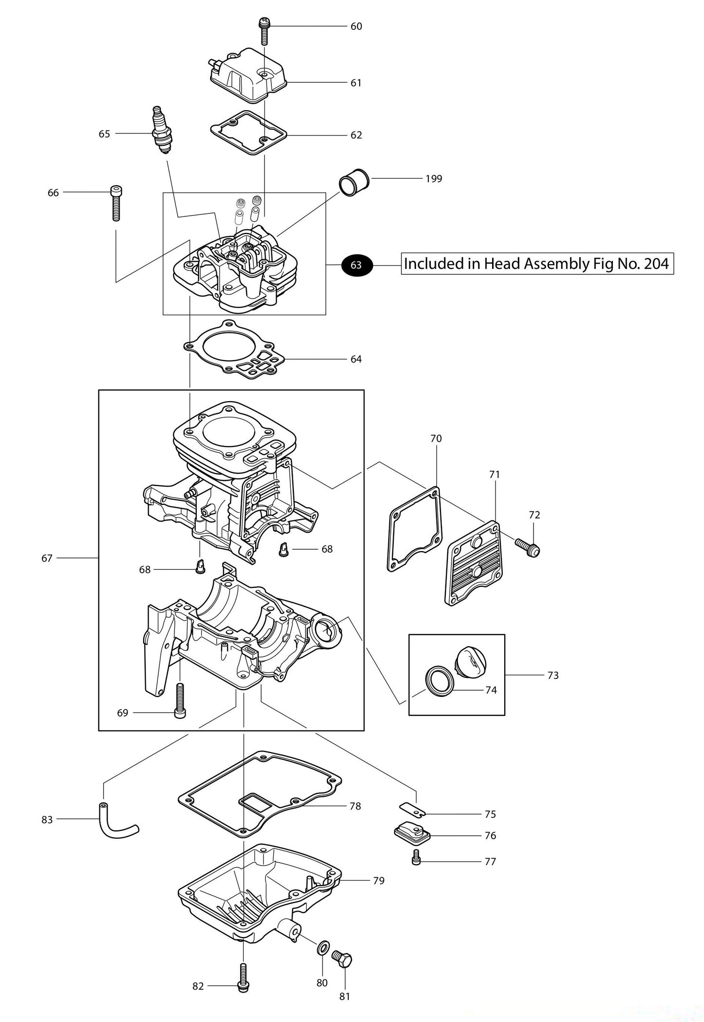 BBX7600N Cylinder, Crank Case Assembly Parts