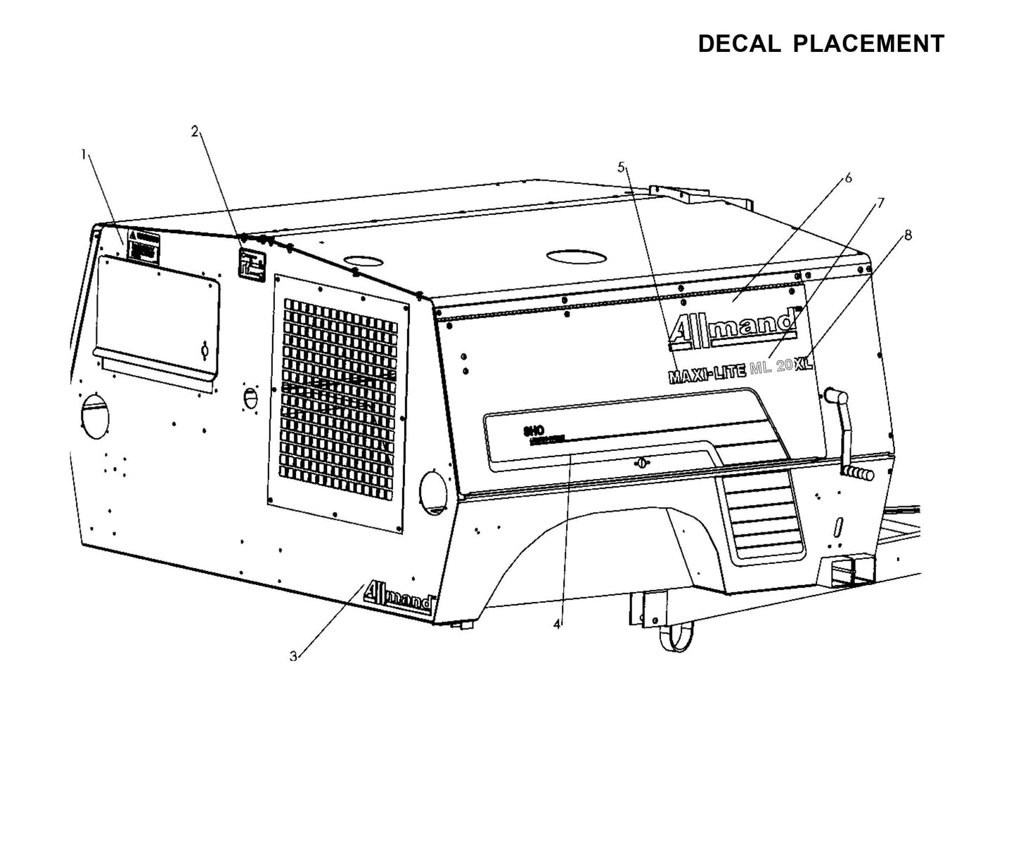 V-Series Maxi-Lite 15-20KW-Decal Placement (Fig 2) Parts By Allmand