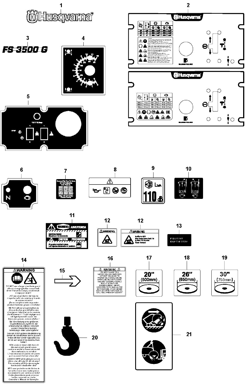 FS3500 Decals Assembly Parts by Husqvarna