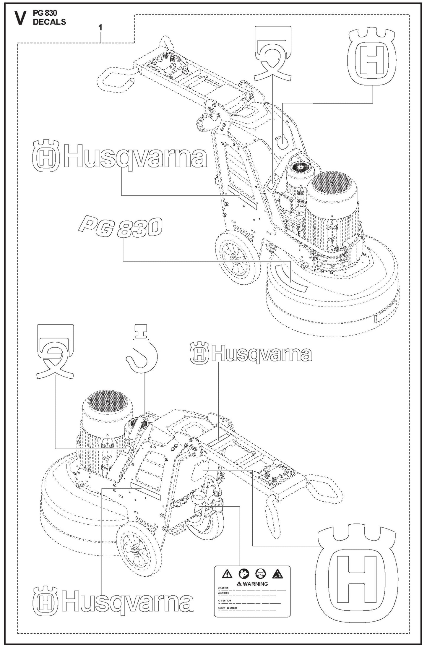 Decals Parts For PG 830 By Husqvarna