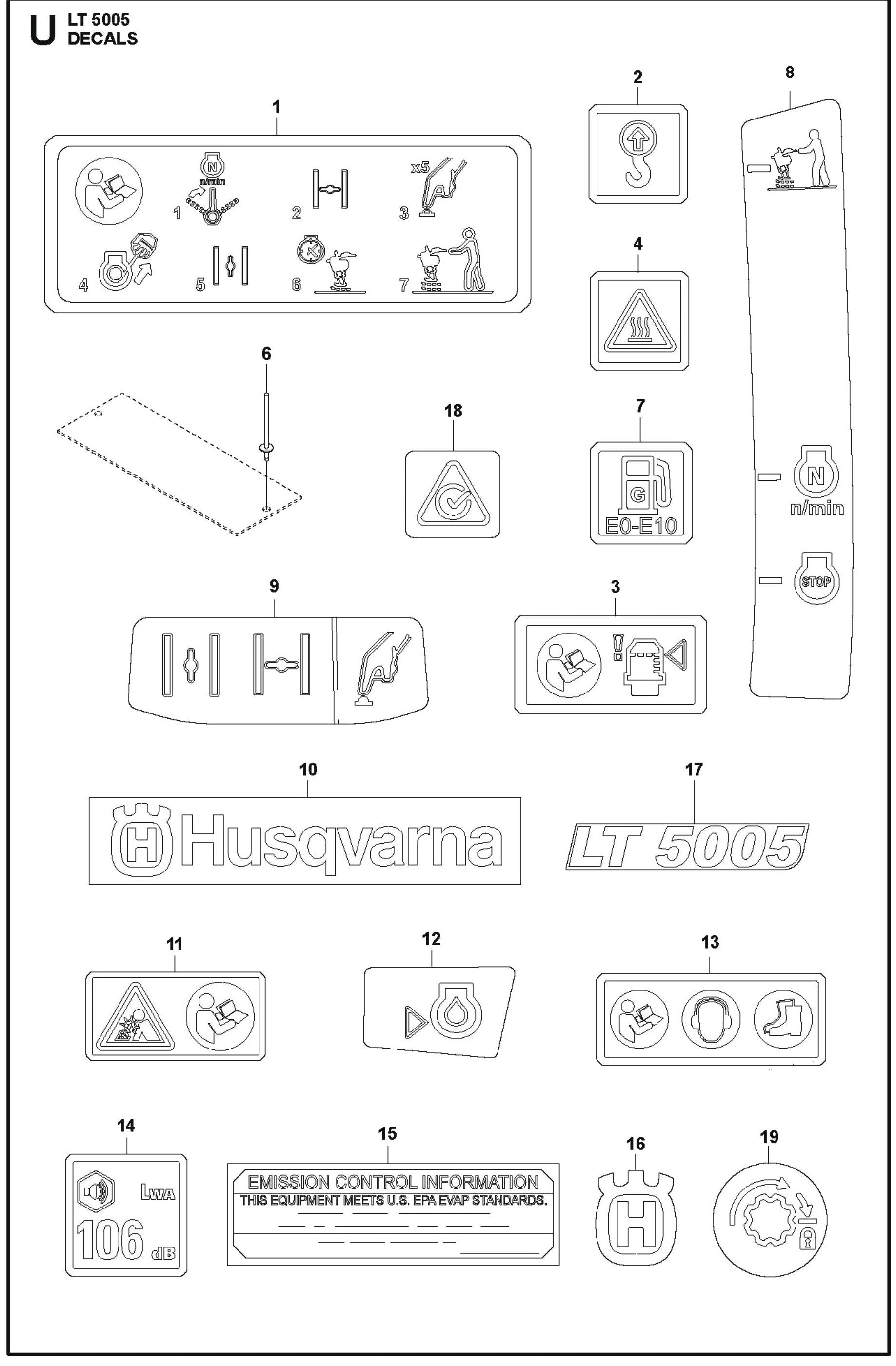Decals For LT 5005 Compaction Rammers By Husqvarna