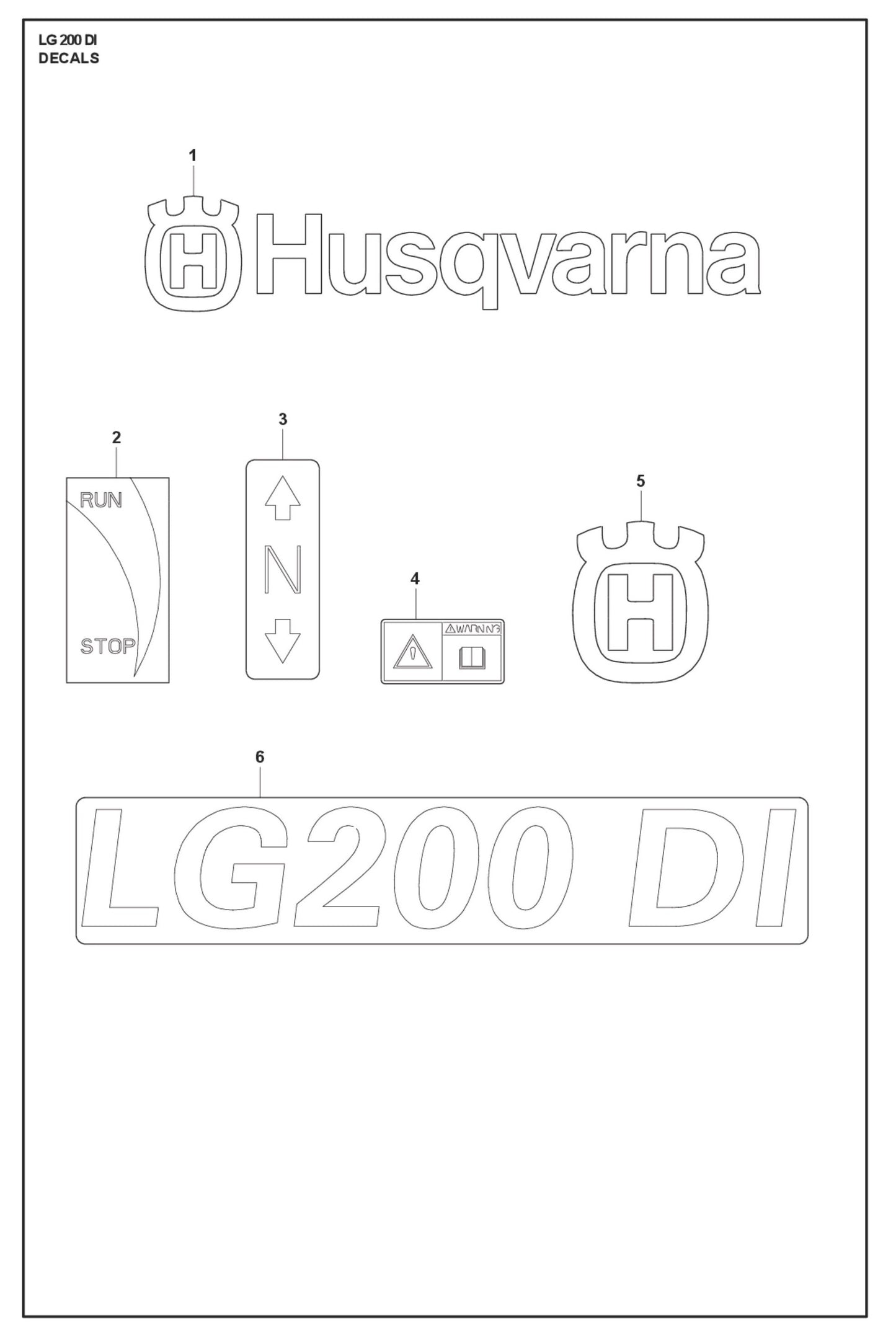 Decals Parts For LG 200 Diesel By Husqvarna