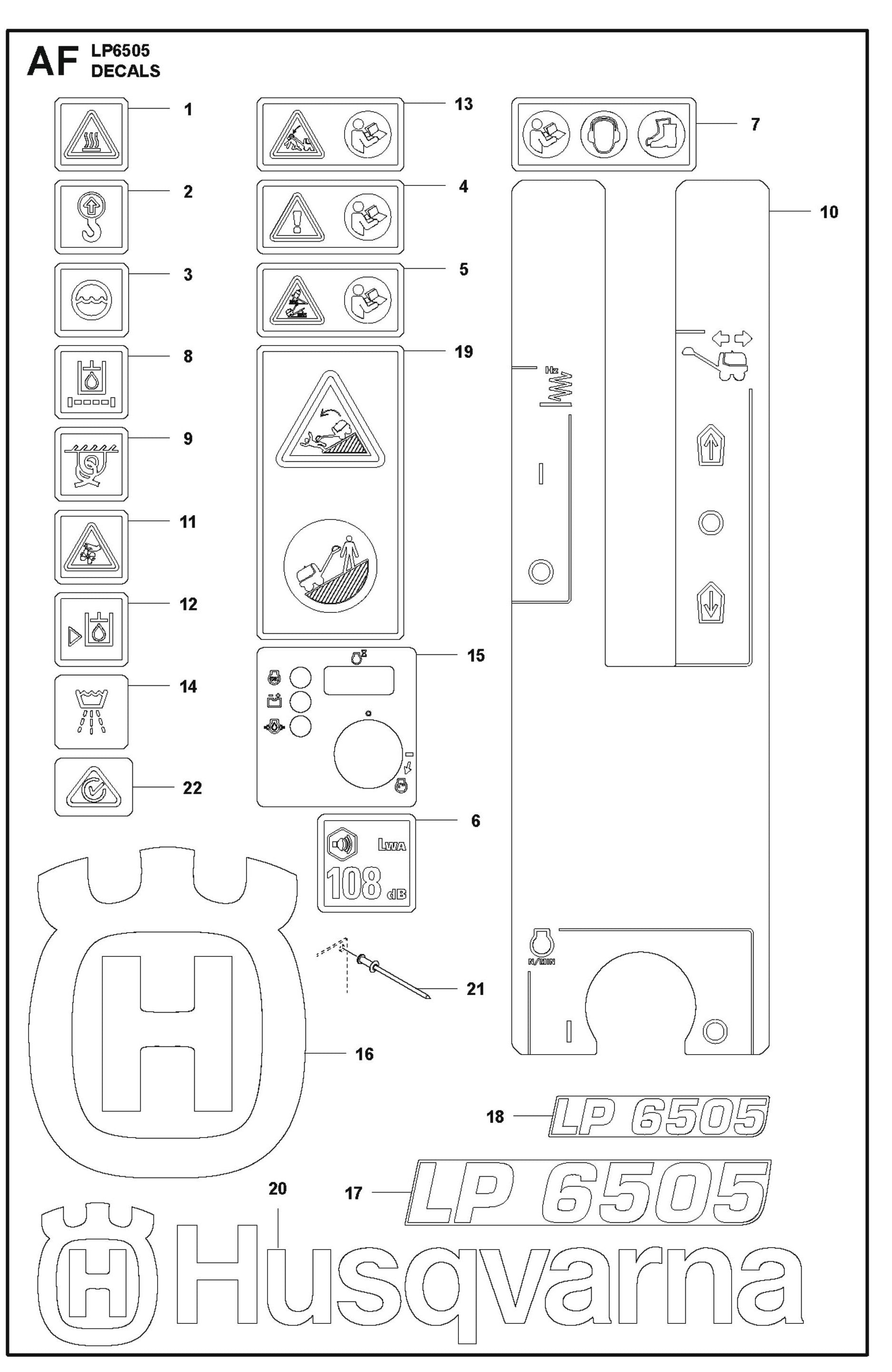 Decals Parts For LP 6505 Walk Behind Roller By Husqvarna