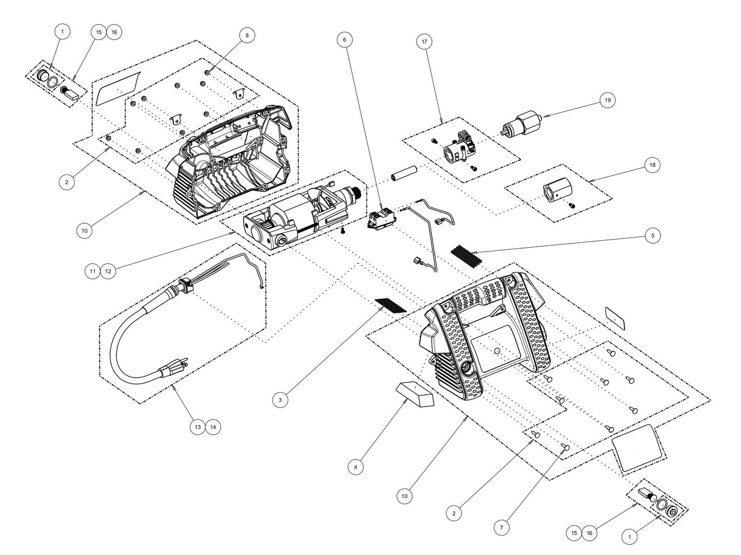 Motor and Housing Parts For 995- 115V Concrete Vibrator