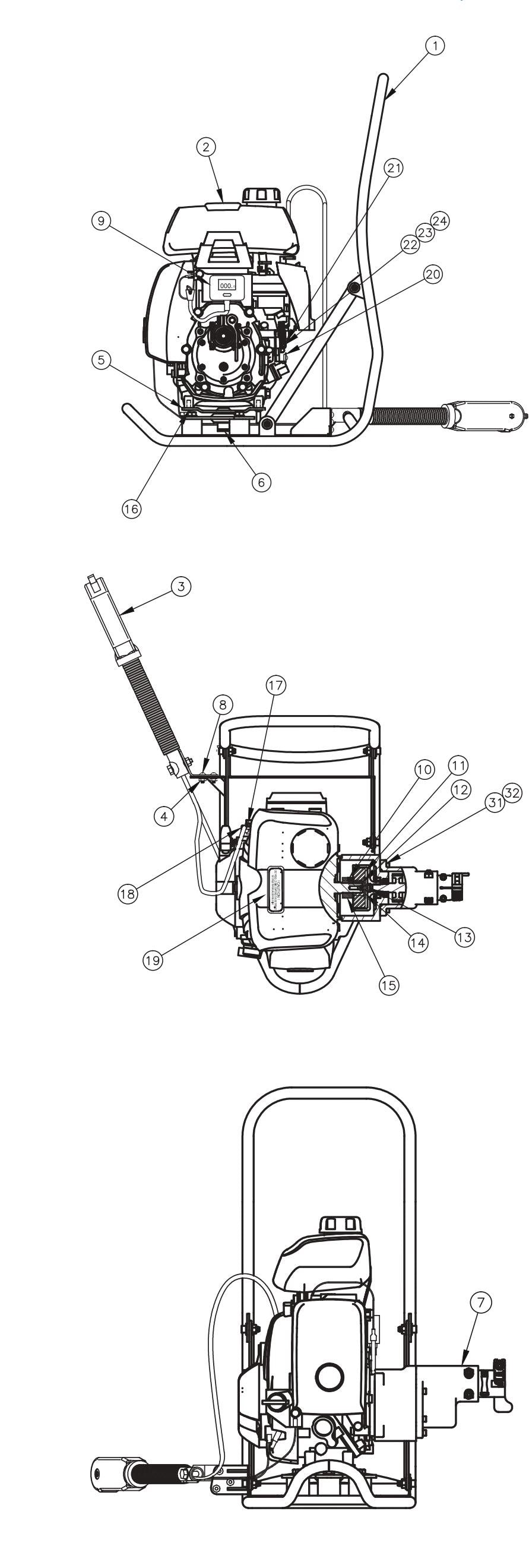 Diagram 1 Parts For WYC-WBP50 Concrete Vibrator Motor By Wyco