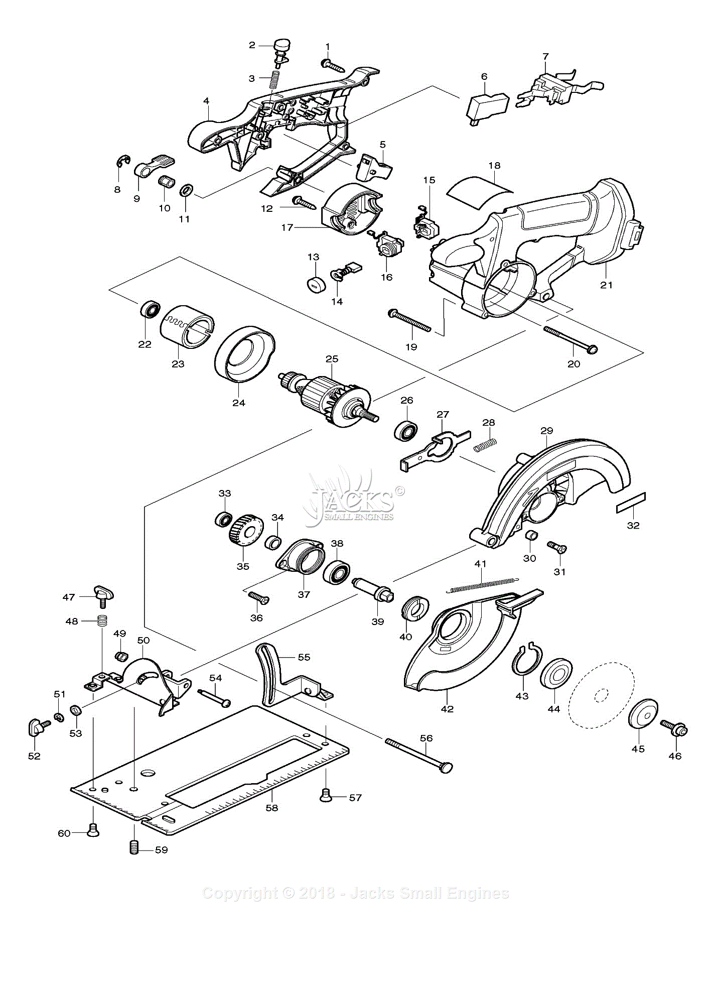 5630DWD Cordless Circular saw Assembly parts By Makita