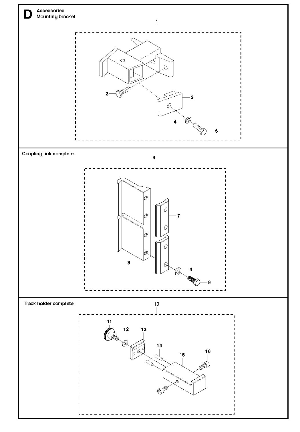 Mounting Bracket Assembly Parts for WS440 HF, WS460, WS462, WS463, WS482 HF accessories and tools
