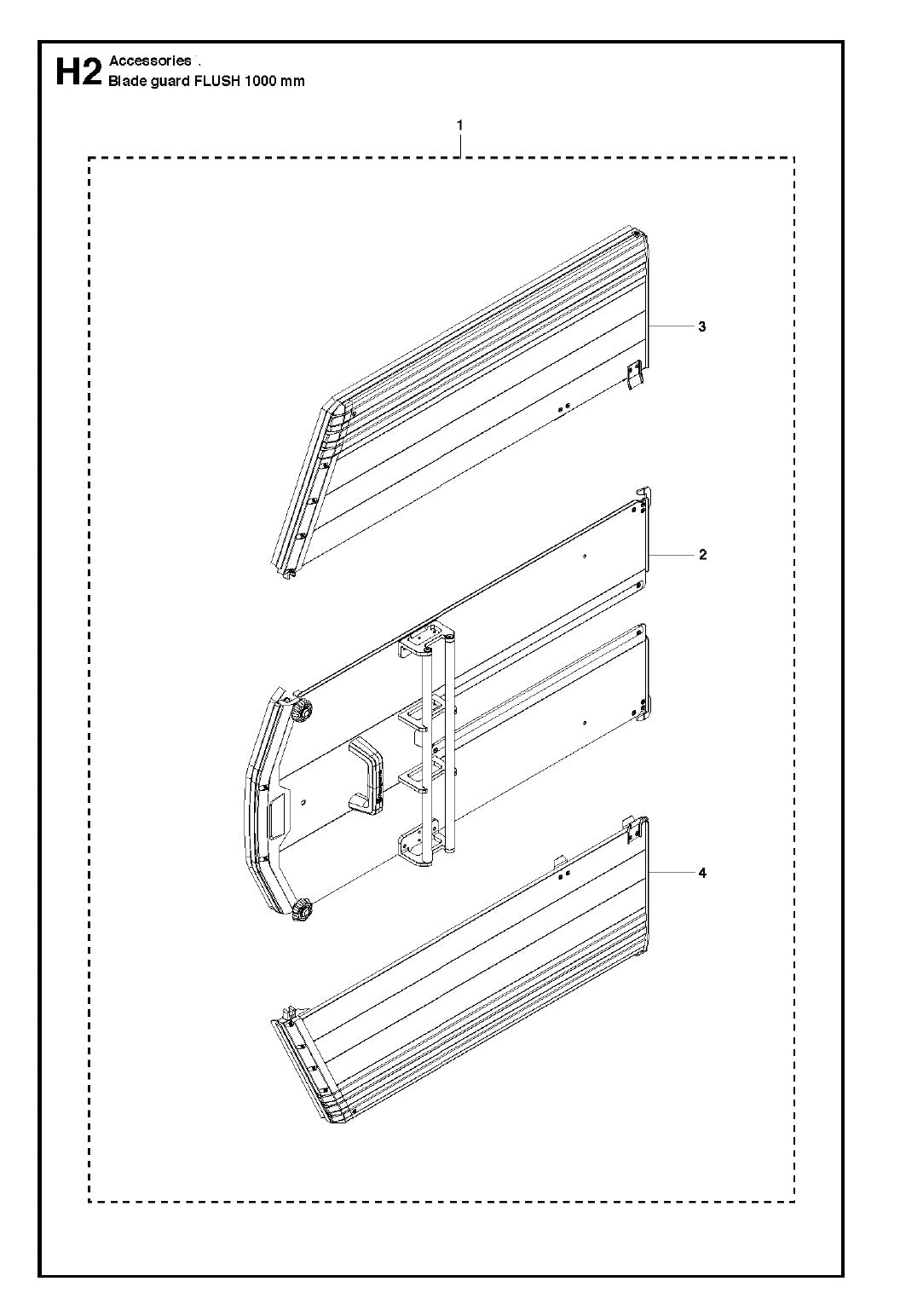 Blade Guard -1200mm Assembly Parts For WS440 HF, WS460, WS462, WS463, WS482 HF By Husqvarna