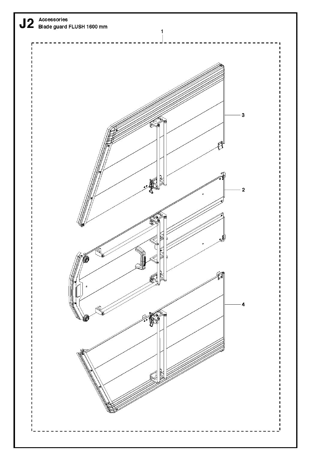 Blade Guard Flush-1600mm Assembly Parts For WS440 HF, WS460, WS462, WS463, WS482 HF By Husqvarna
