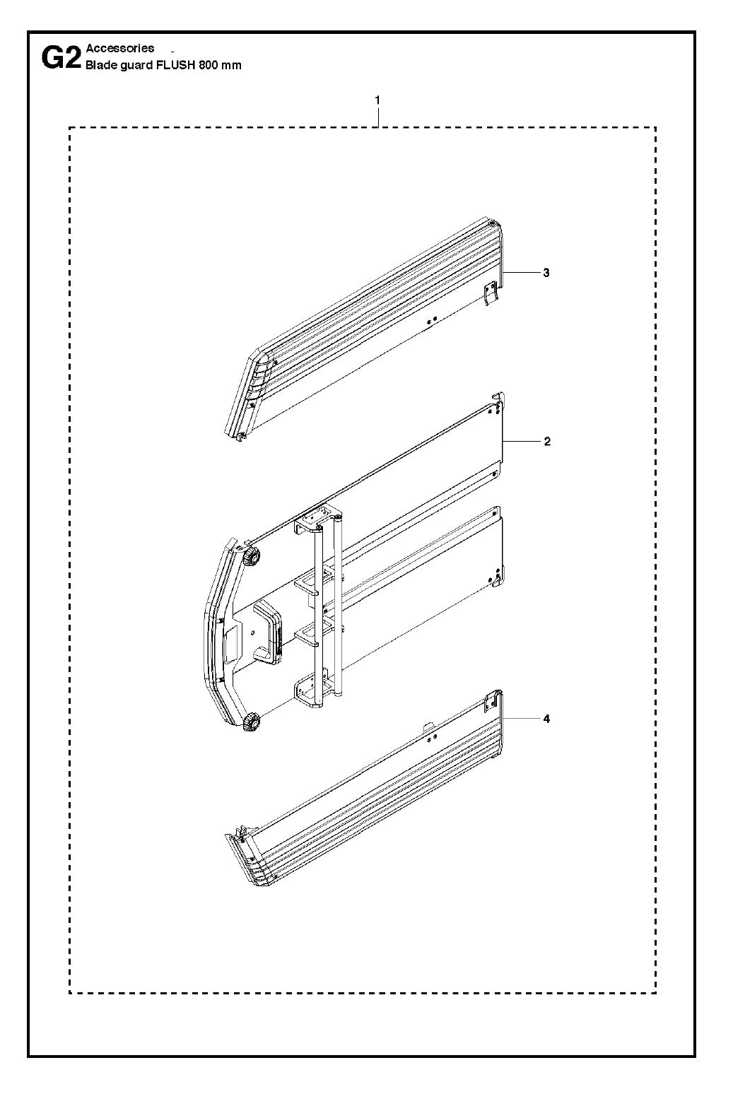 Blade Guard Flush-800mm Assembly Parts For WS440 HF, WS460, WS462, WS463, WS482 HF By Husqvarna