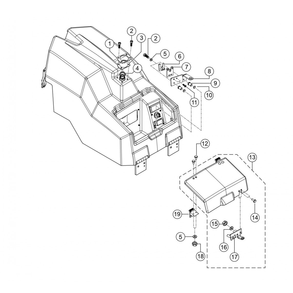 Cover Hood Top Assembly Parts for Rammax RX1575 SN 5570001 and Below Trench Roller By Multiquip