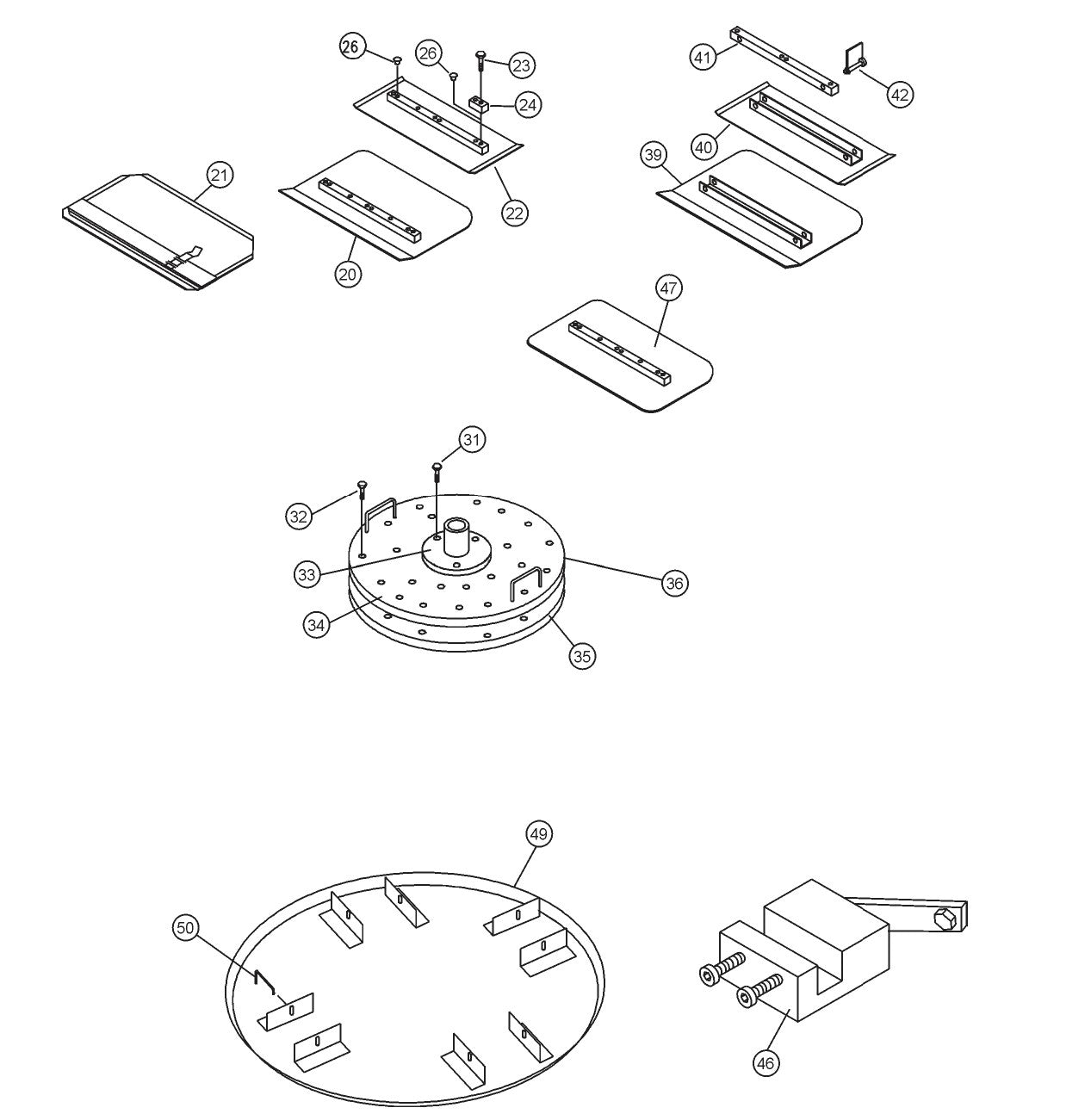 HPHA36C5H Blades & Arm Adj. Fixture Assembly Parts by Multiquip Whiteman