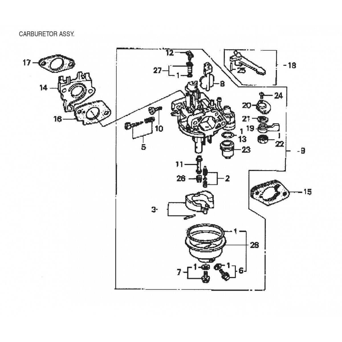 R2000H HONDA GX240K1QAE2 ENGINE- Carburetor Assembly Parts by Multiquip