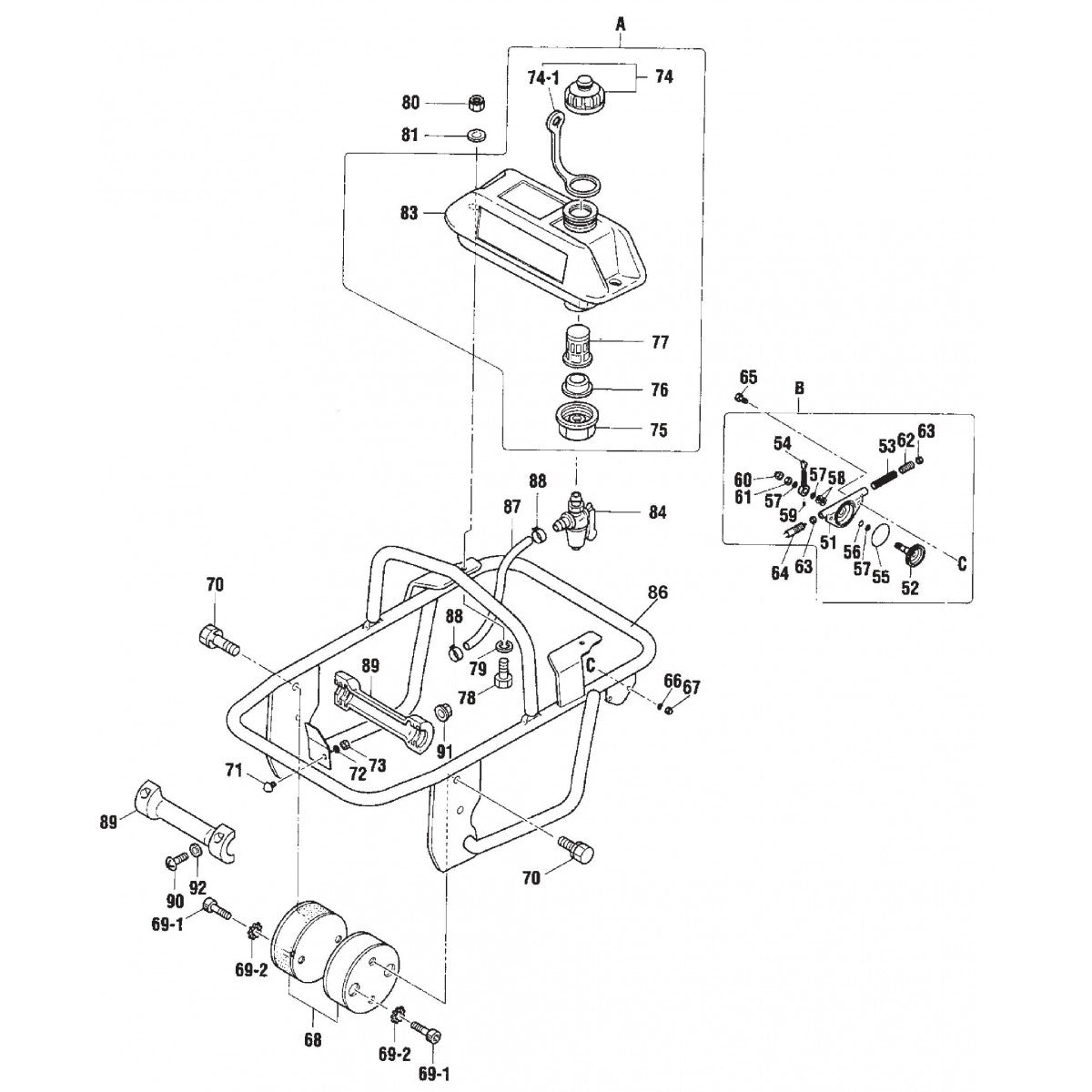 MT55F Tank And Handle Assembly Parts