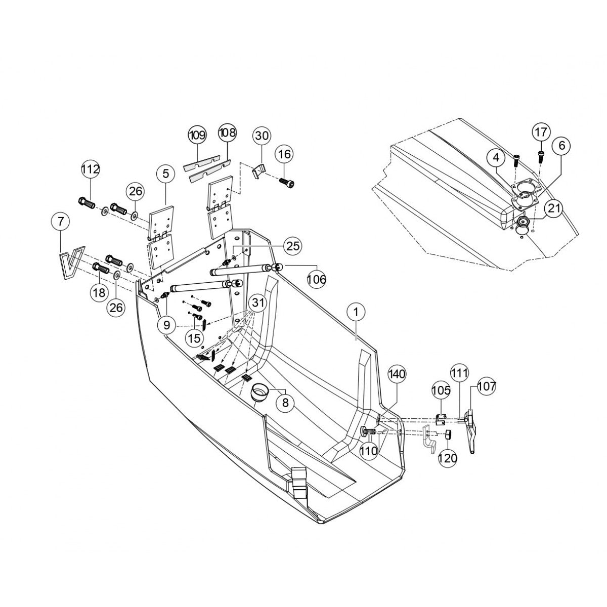 Engine Hood Assembly Parts for Rammax RX1575 SN 5570001 and Below Trench Roller By Multiquip
