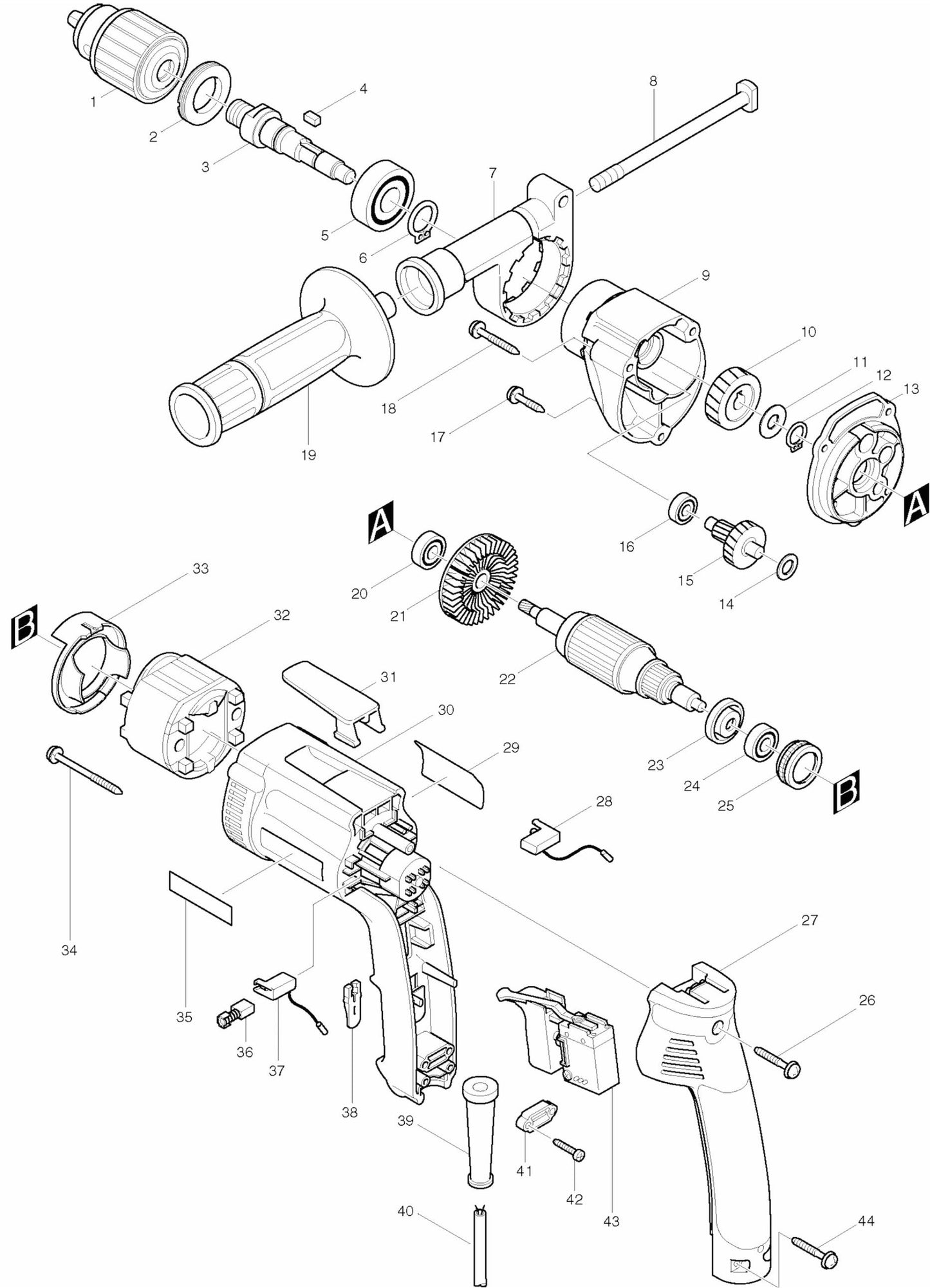 DP3002 Drill Assembly Parts By Makita