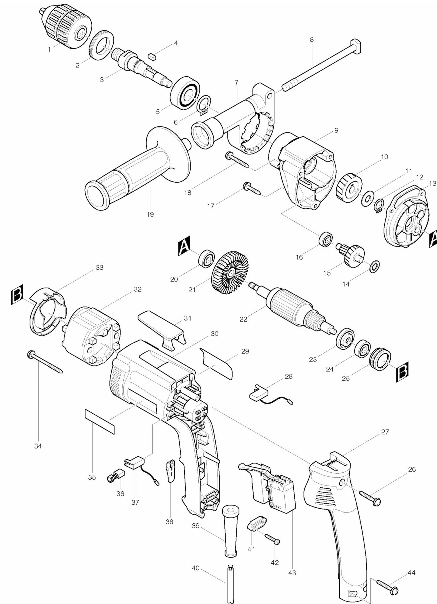 DP3003 Drill Assembly Parts By Makita