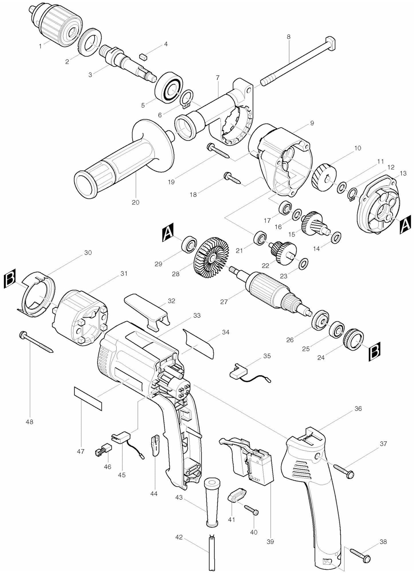 DP4002 Drill Assembly Parts By Makita