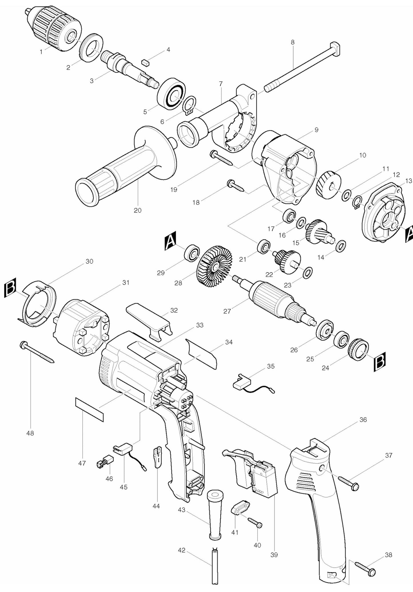 DP4003 Drill Assembly Parts By Makita