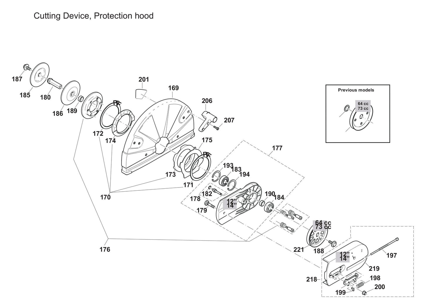 DPC7321, DPC7321HD Cutting Device, Protection hood Assembly Parts