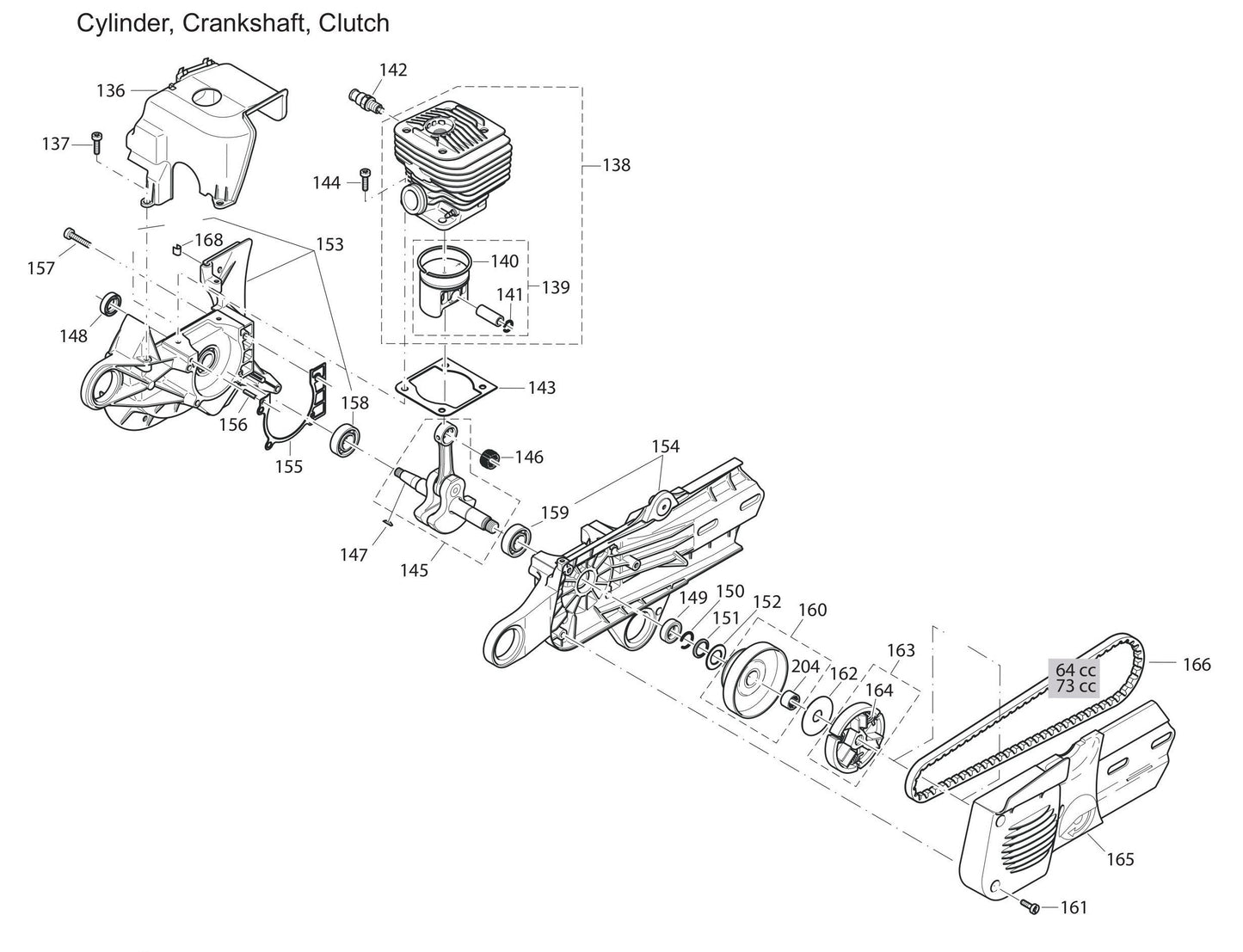DPC7321, DPC7321HD Cylinder, Crankshaft, Clutch Assembly Parts