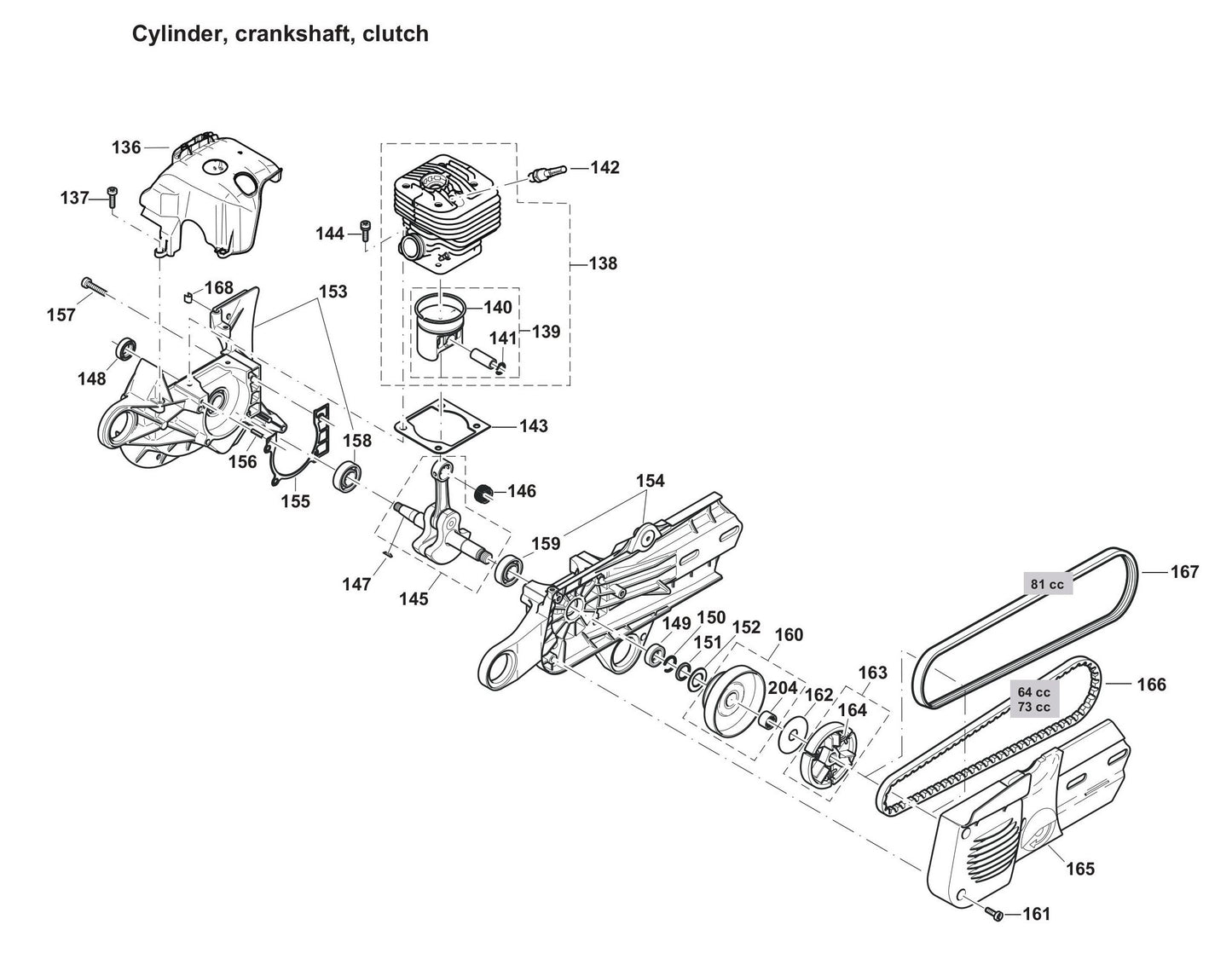 DPC7331 Cylinder, Crankshaft, Clutch Assembly Parts