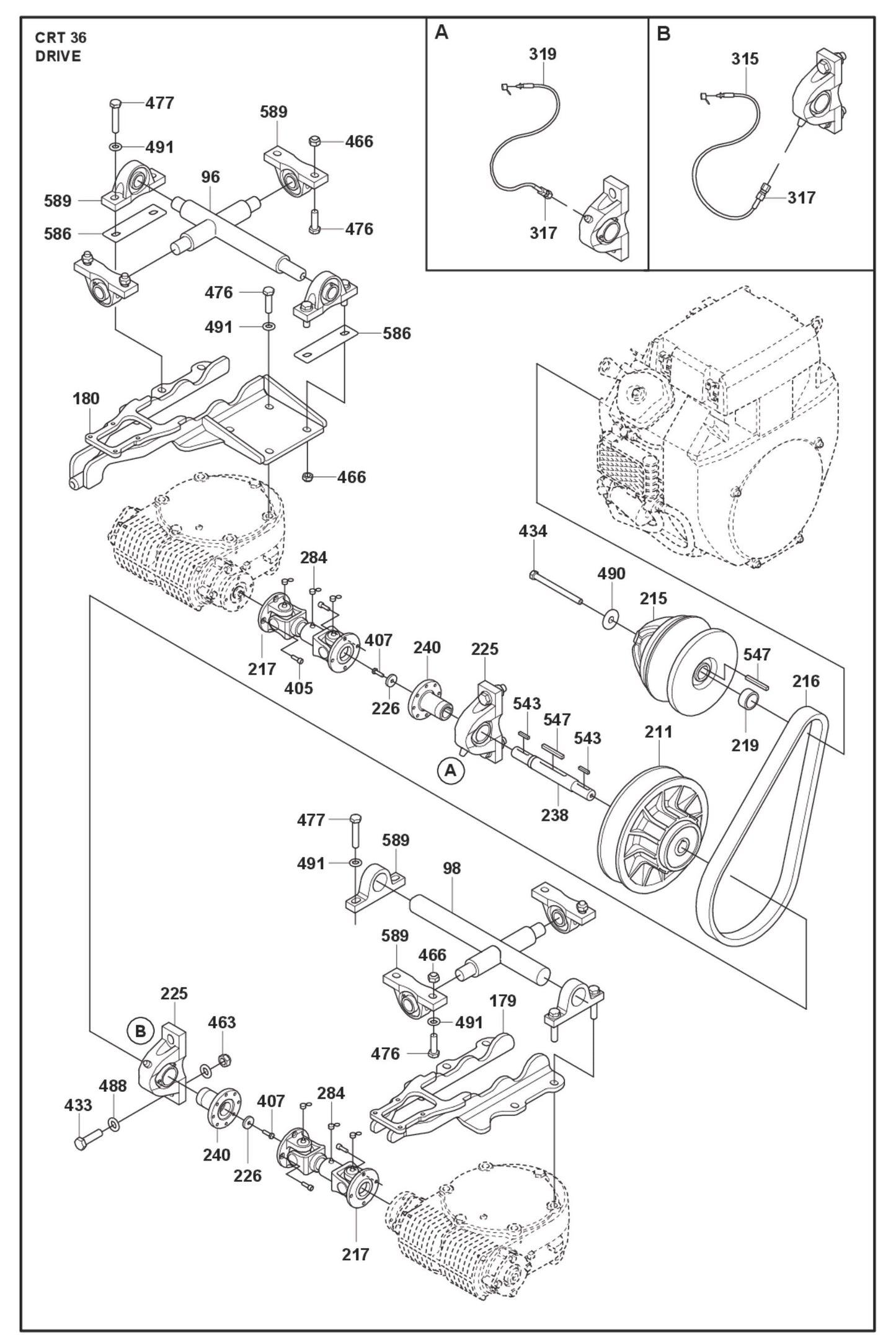 Drive Parts For Ride On Trowel CRT 36 By Husqvarna