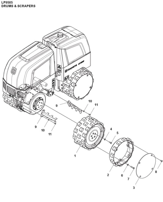 Drums And Scrapers Parts For LP 9505 Trench Roller By Husqvarna