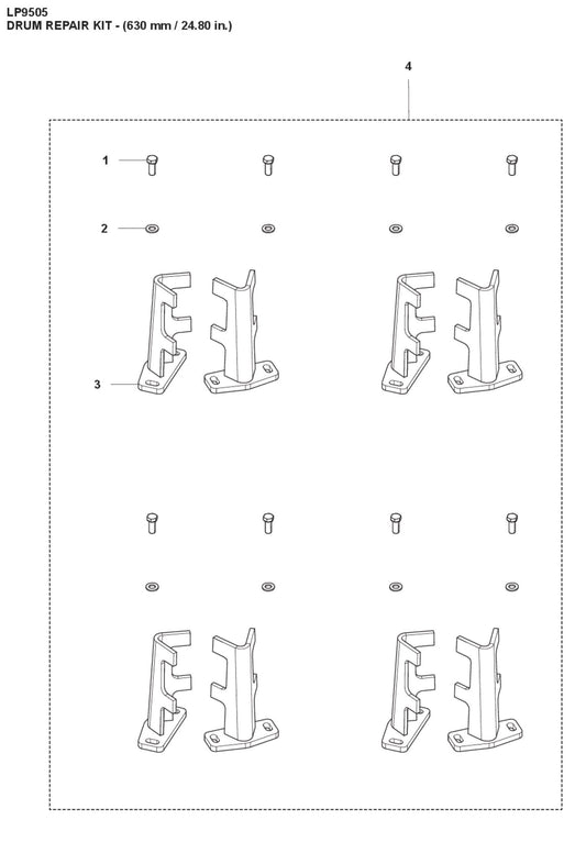Drum Repair Kit- (630 mm/24.80 in.) Parts For LP9505 Trench Roller By Husqvarna