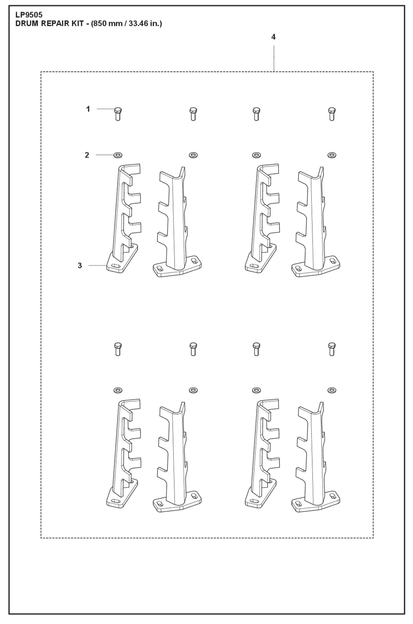 Drum Repair Kit- (850 mm/ 33.46 in.) Parts For LP9505 Trench Roller By Husqvarna