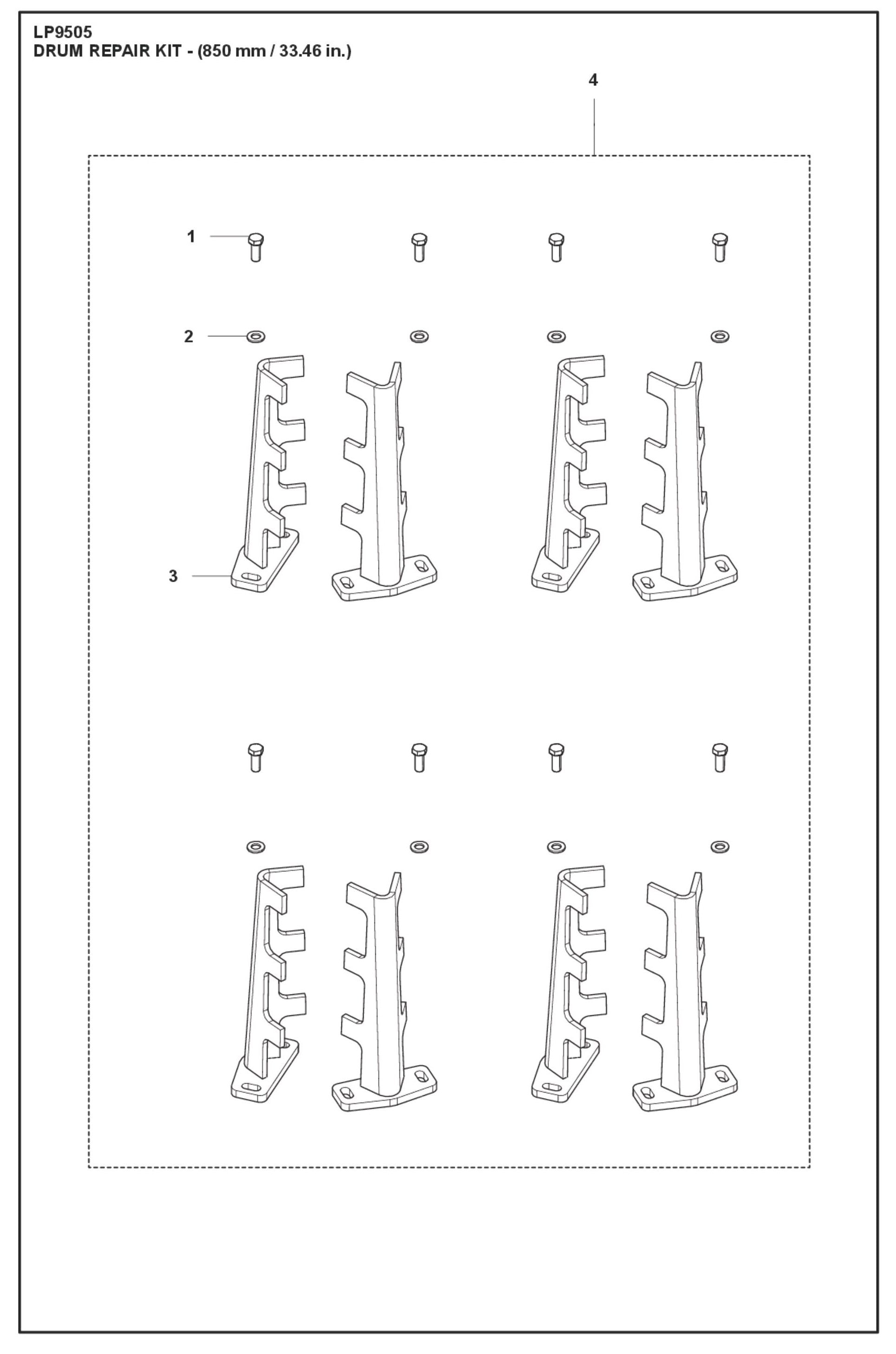 Drum Repair Kit- (850 mm/ 33.46 in.) Parts For LP9505 Trench Roller By Husqvarna