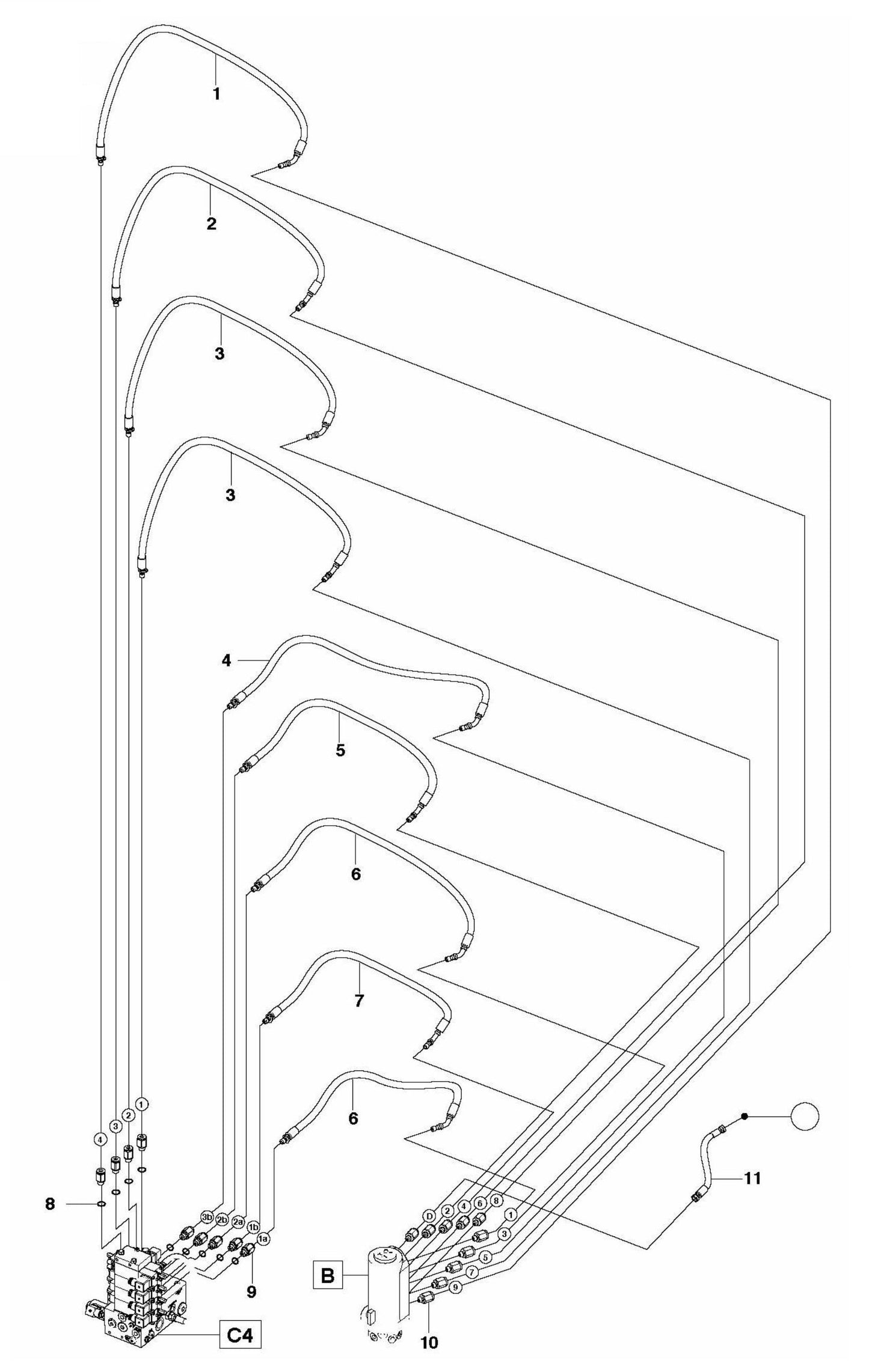 DXR 310 Hydraulic Hoses Swivel Assembly Parts by Husqvarna