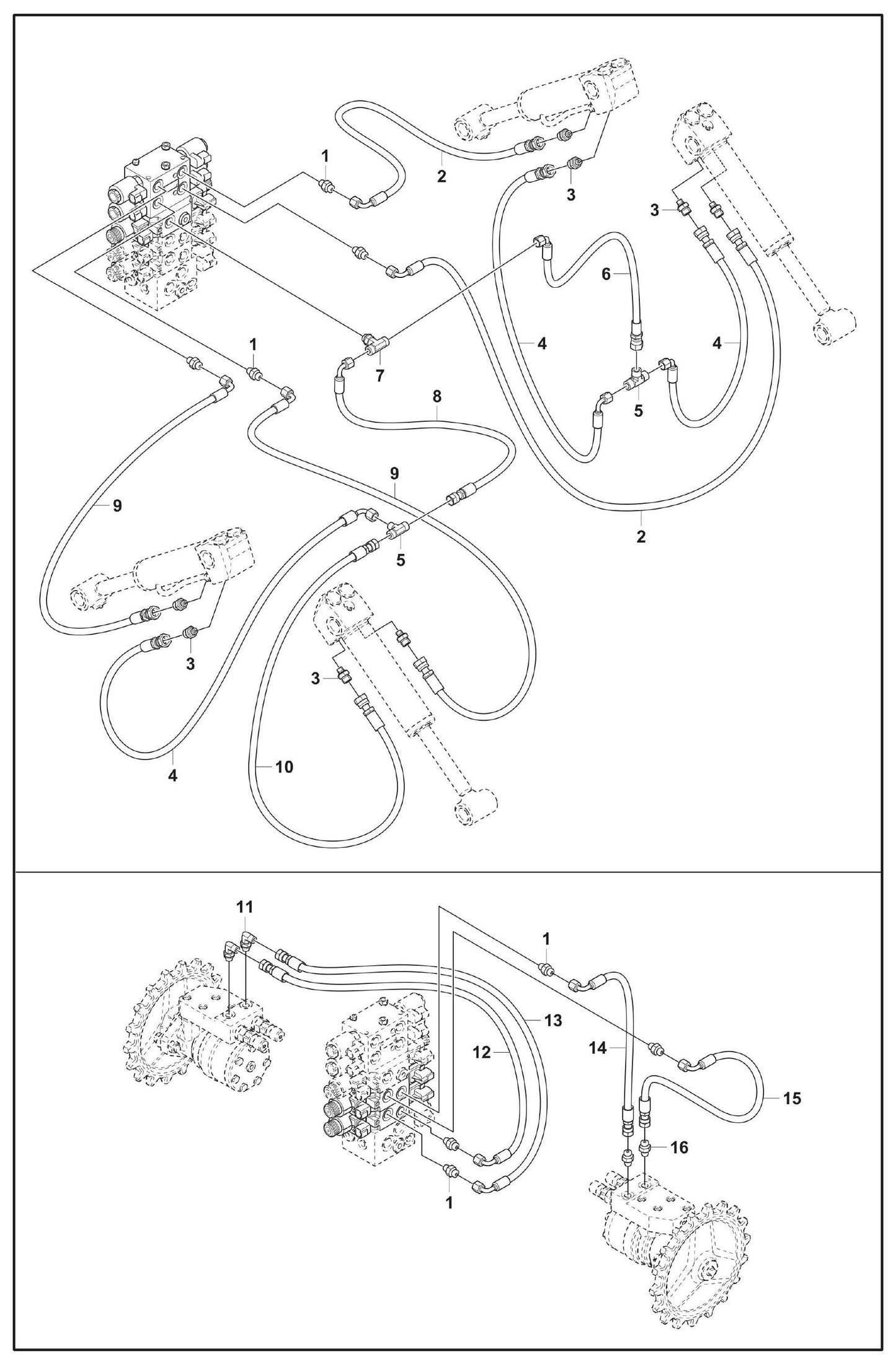 DXR 95 Hydraulic Hoses Tracks and Support Legs Assembly Parts by Husqvarna
