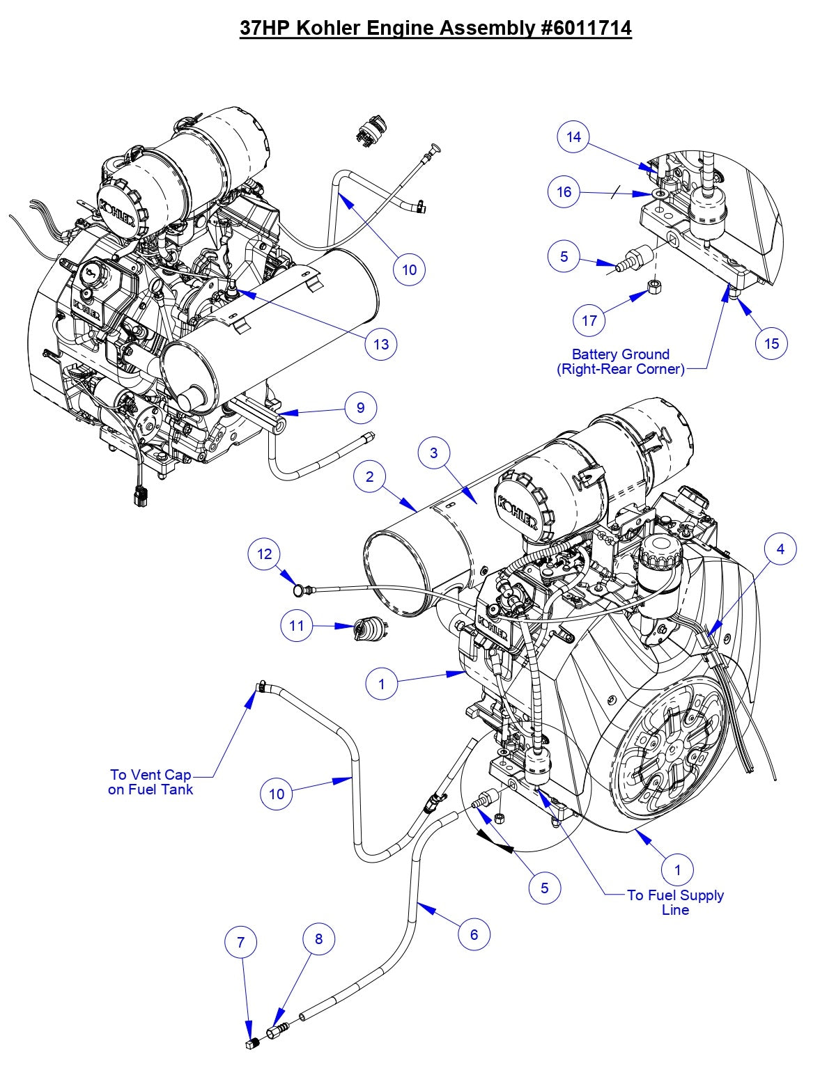 CC3500J 37Hp Kohler Engine Assembly