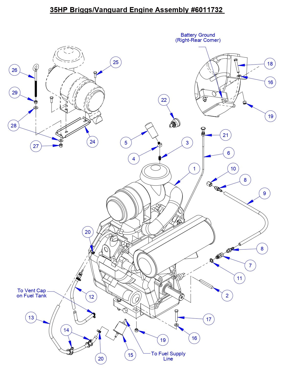 CC3500J 35Hp Briggs/Vanguard Engine Assembly