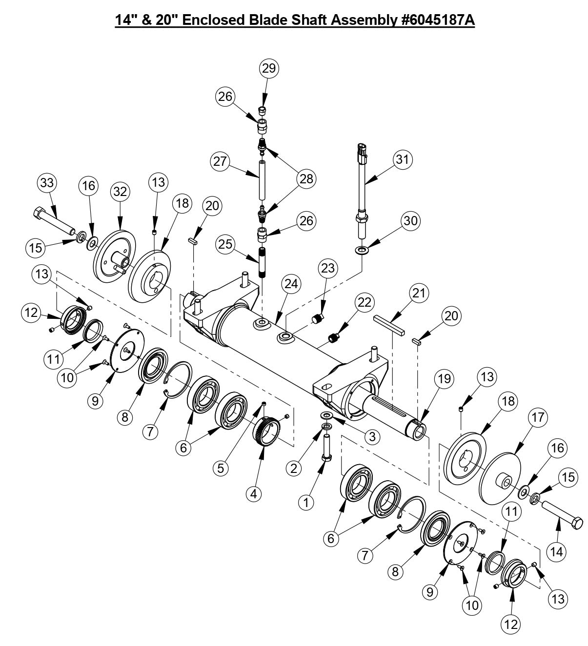 CC4144D Enclosed Blade Shaft Assembly (14" & 20")